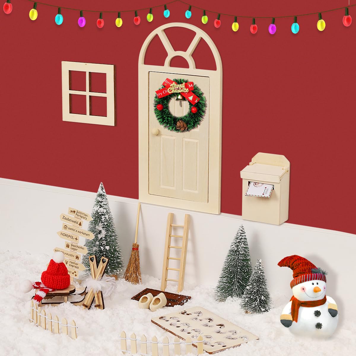 WILDPARTY 29PCS Christmas Fairy Door Kit - Glow in The Dark for Kids DIY Crafts & Fairy Tale Learning