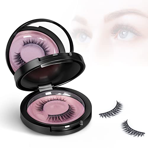 Buqikma 2-Layer Circle Eyelash Storage Box with Mirror - Empty Travel Eyelash Organizer Case with Lash Holder for Women & Girls | Perfect for Professional Makeup Artists, Salon Storage & Travel Beauty Essentials