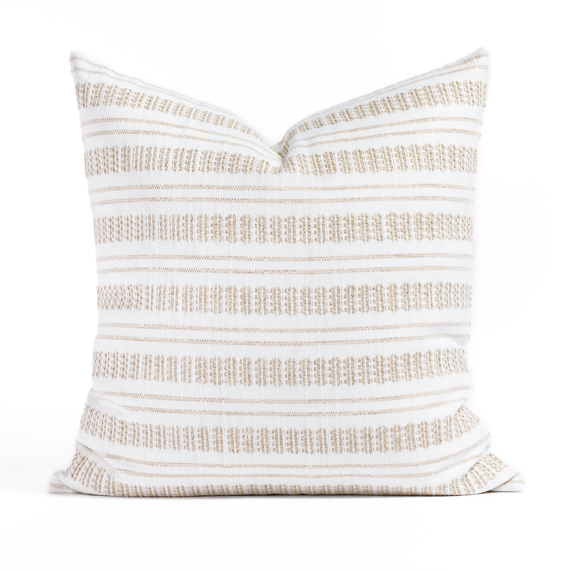 Briar Stripe 20x20 Decorative Throw Pillow Cover - Wheat Color Farmhouse Style Cushion for Sofa, Bed & Home Decor