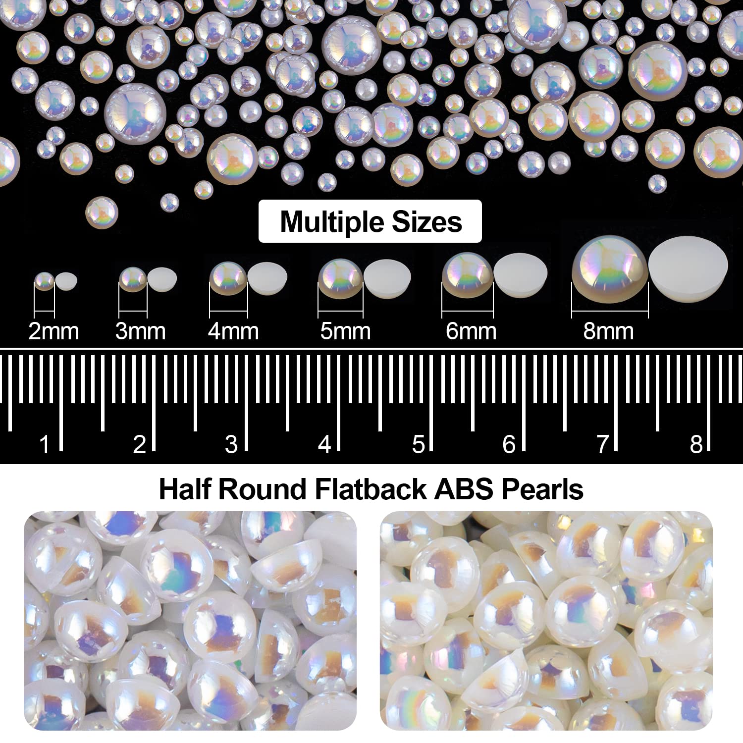4000PCS Flatback Rhinestones & Half Round Pearls Kit - #16 Multi-Size Clear Glass Crystals, White AB & Beige AB Plastic Dome Beads with Pickup Pencil & Tweezer for Nail Art, DIY Jewelry Making, Scrapbooking, and Craft Projects