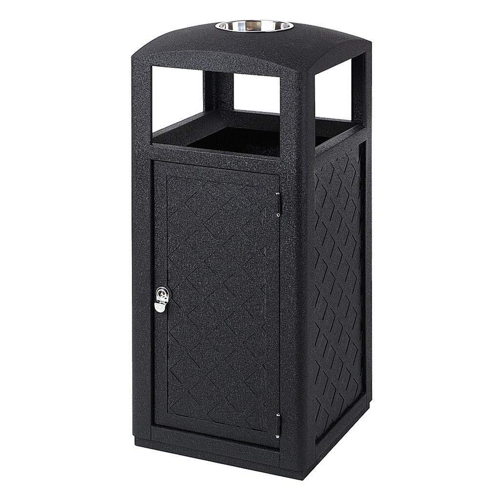 Stainless Steel Commercial Trash Can with Ash Tray - Durable Indoor & Outdoor Garbage Bin for Office, Restaurant, and Coffee Shop Waste Management - Metal Panel Design for Stylish Decoration