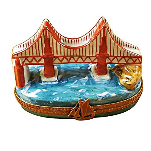 Golden Gate Bridge Limoges Porcelain Collectible Box - Hand-Painted Miniature Trinket Jewelry Storage - Perfect for Home Decor, Gift Giving & Travel Souvenirs