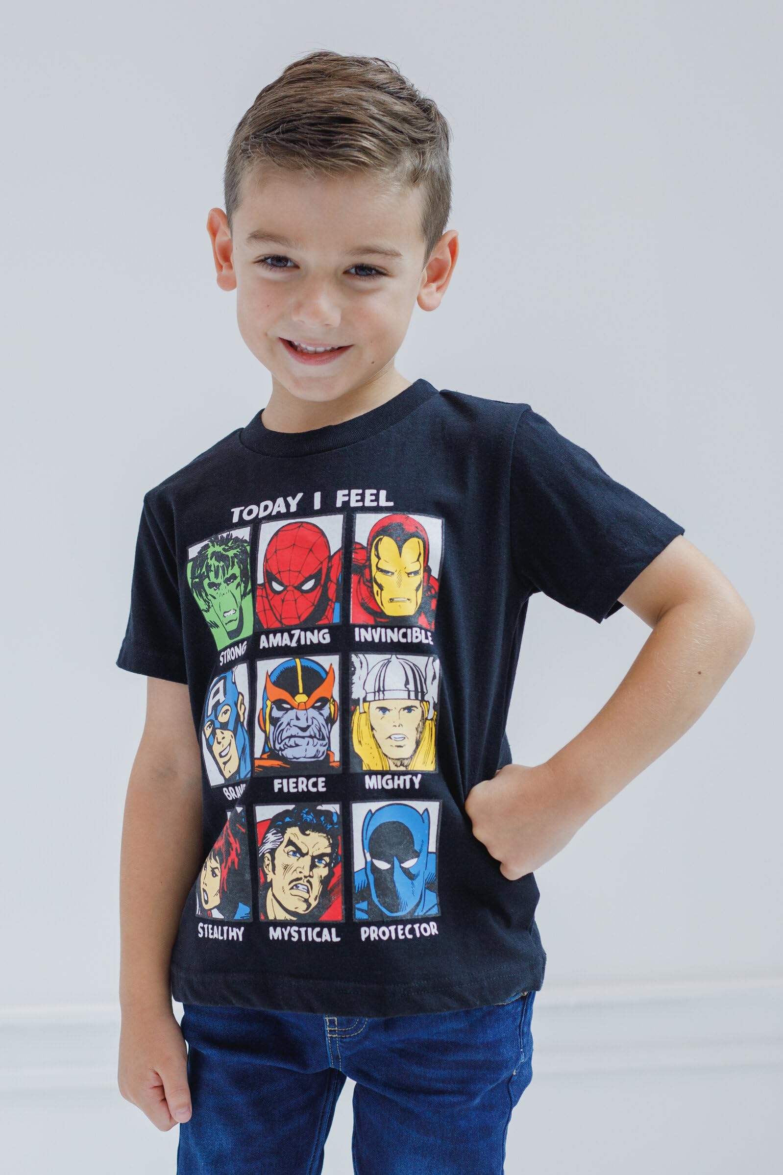 Marvel Avengers Spider-Man Iron Man Thor 3 Pack Graphic T-Shirts for Kids - Superhero Cotton Tees for Toddler to Big Kid (Ages 2-10) - Perfect for School, Playdates & Superhero Costume Parties