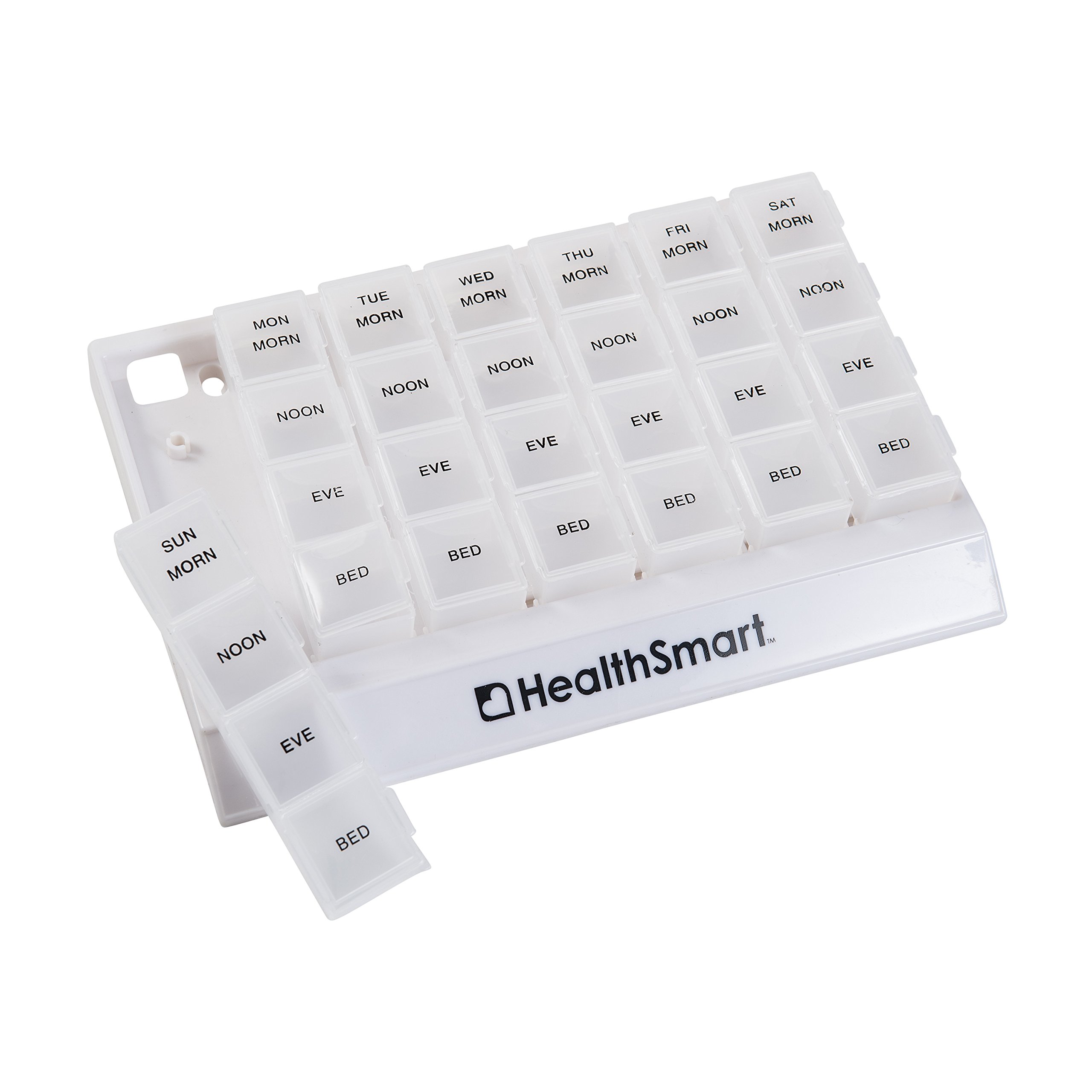 HealthSmart Weekly Pill Organizer - 3 Times Daily Medicine Box for Morning, Noon & Evening - Portable Travel Pill Case with Clear Storage Tray (1-Pack) - Perfect for Home, Office & Travel Medication Management