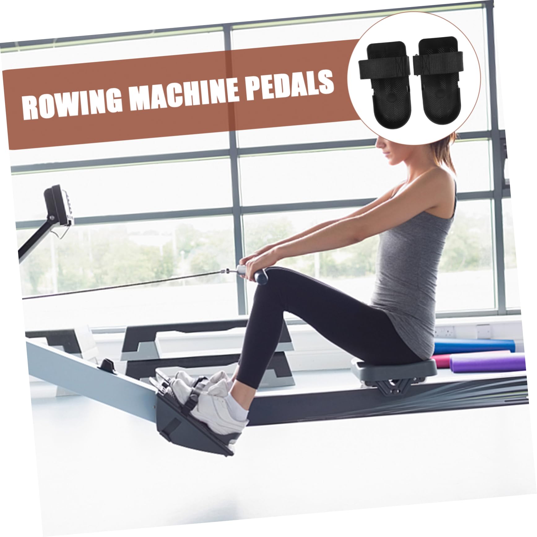 Adjustable Rowing Machine Foot Pedals - 1 Pair Non-Slip Foot Plates for Indoor Rowing Exercise Equipment | Perfect for Home Gym, CrossFit & Cardio Workouts