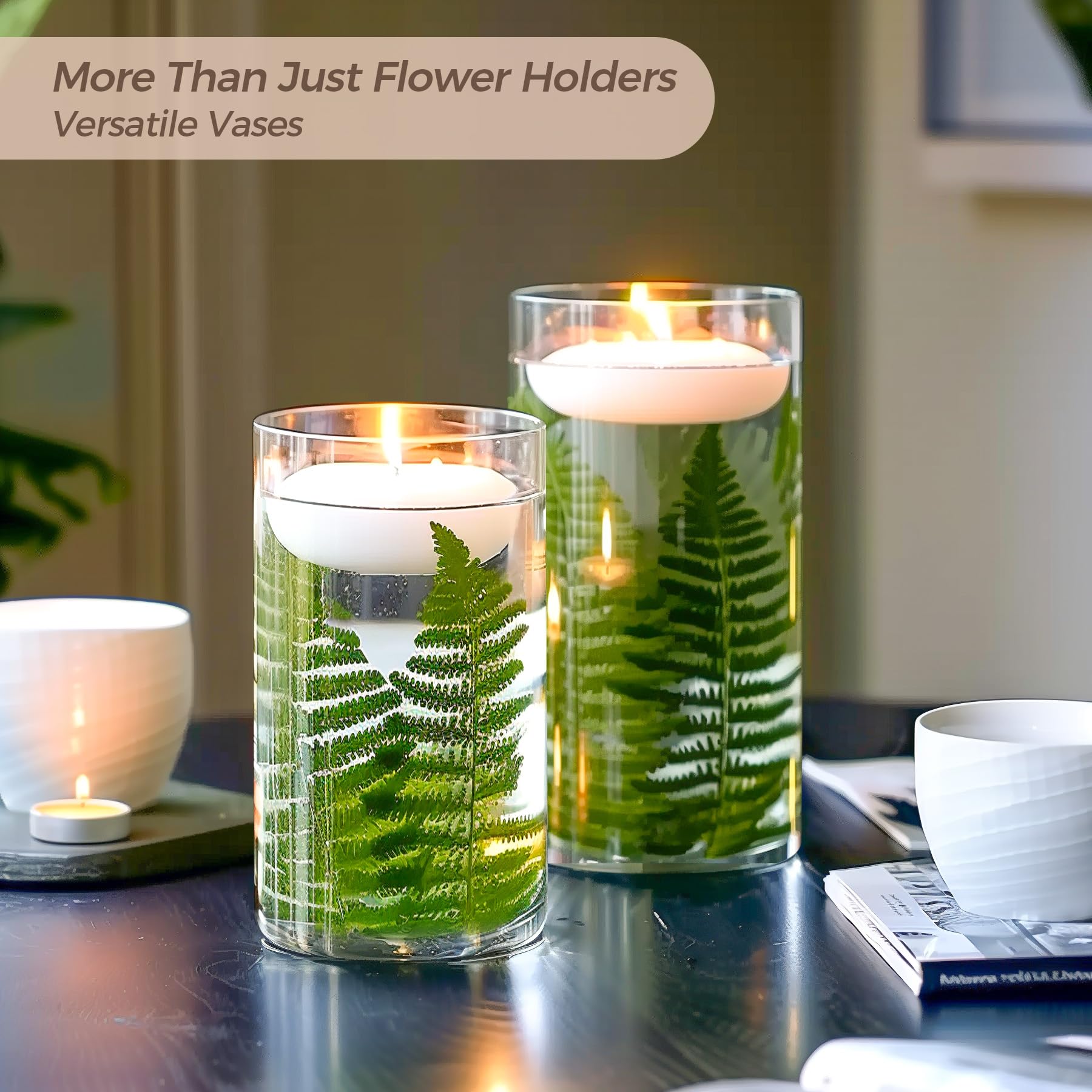ComSaf 16-Pack Clear Glass Cylinder Vases - 5.5 & 6 Inch Tall Bud Vases for Wedding Centerpieces, Floral Arrangements, Hurricane Candle Holders - Perfect for Home Decor, Party Decorations & Table Settings