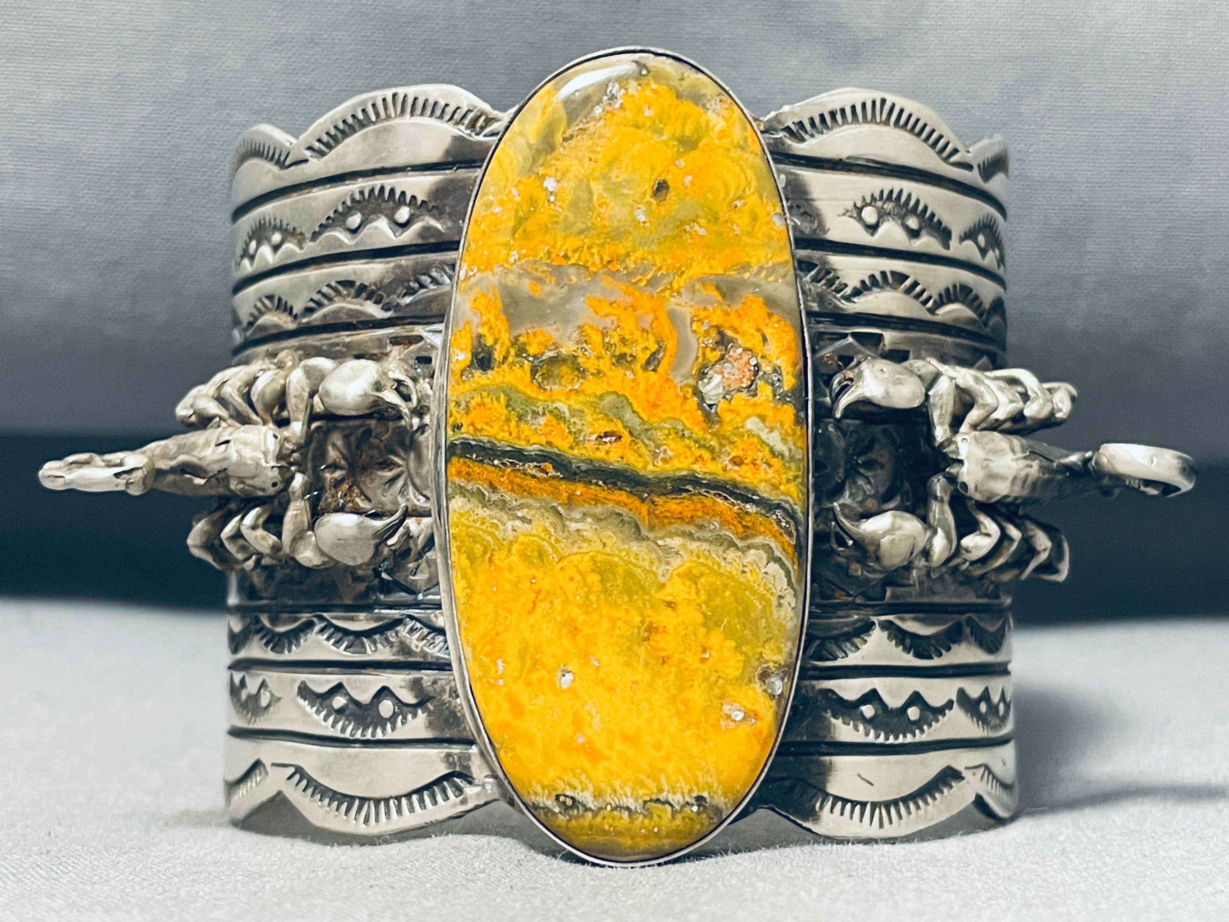 147 Grams Authentic Native American Navajo Honeybee Sterling Silver Bracelet with 2 Scorpions - Handcrafted Jewelry for Boho, Festival & Tribal Fashion