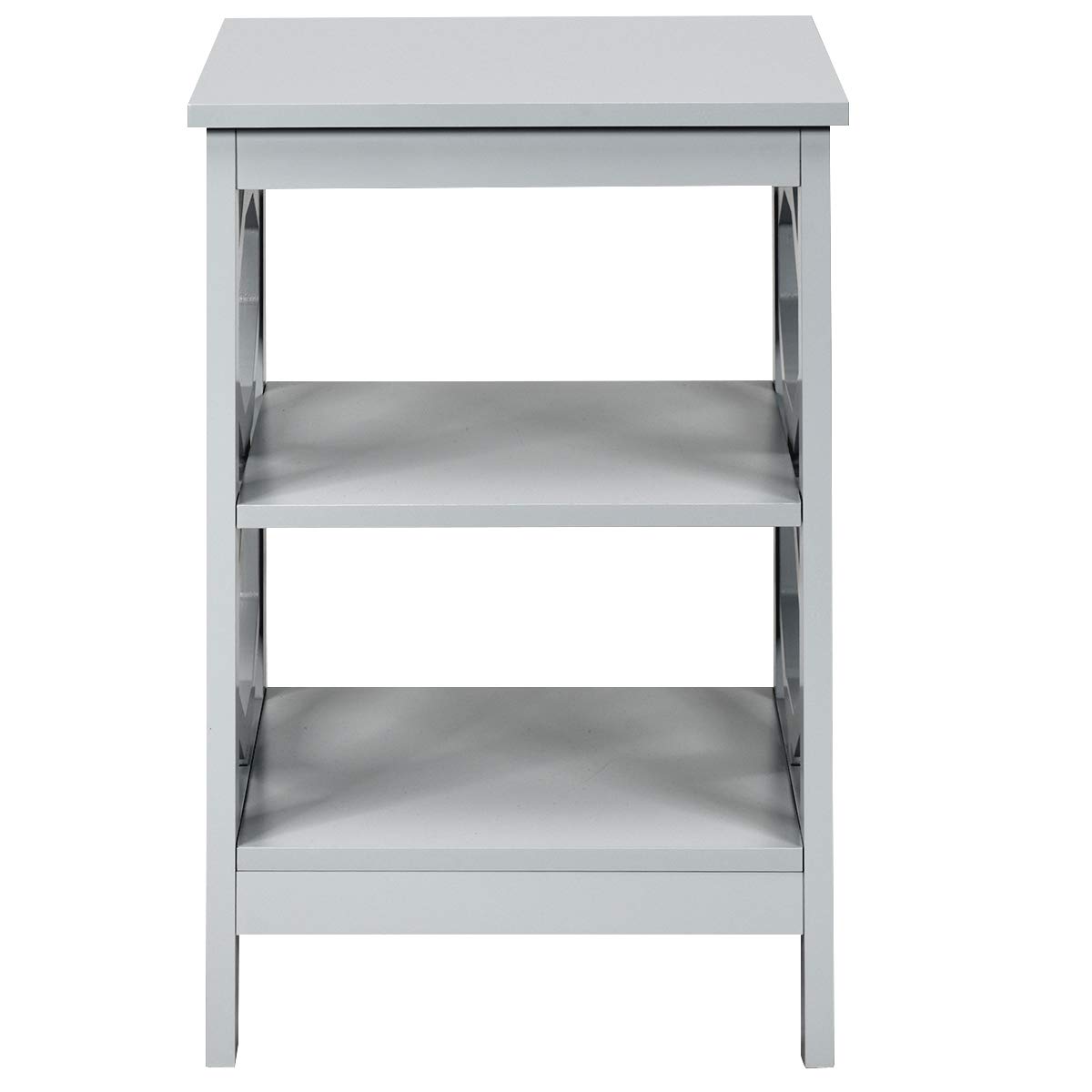 Giantex 3-Tier Nightstand Set of 2 - Wooden End Tables with Storage Shelves, Sturdy Bedside Tables for Bedroom & Living Room - Easy Assembly, Gray | Perfect for Small Spaces, Apartment Furniture & Modern Home Decor
