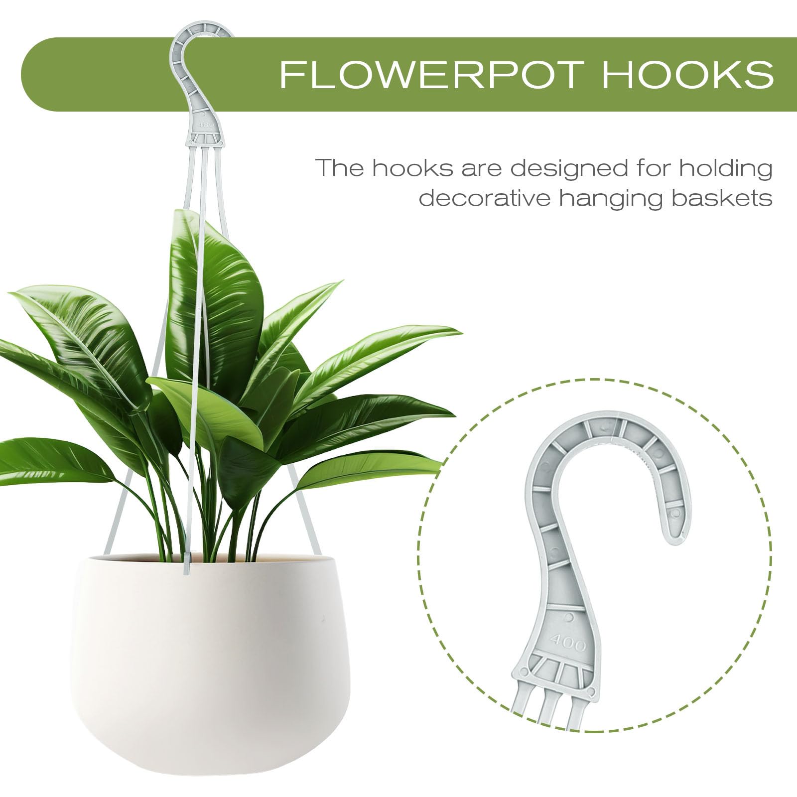 Happyyami 30pcs Plastic Hanging Basket Chains with Hooks - Heavy Duty Plant Hangers for Flower Pots, Wind Chimes, Lanterns & Bird Feeders - Perfect for Indoor/Outdoor Garden, Patio, Balcony Decor