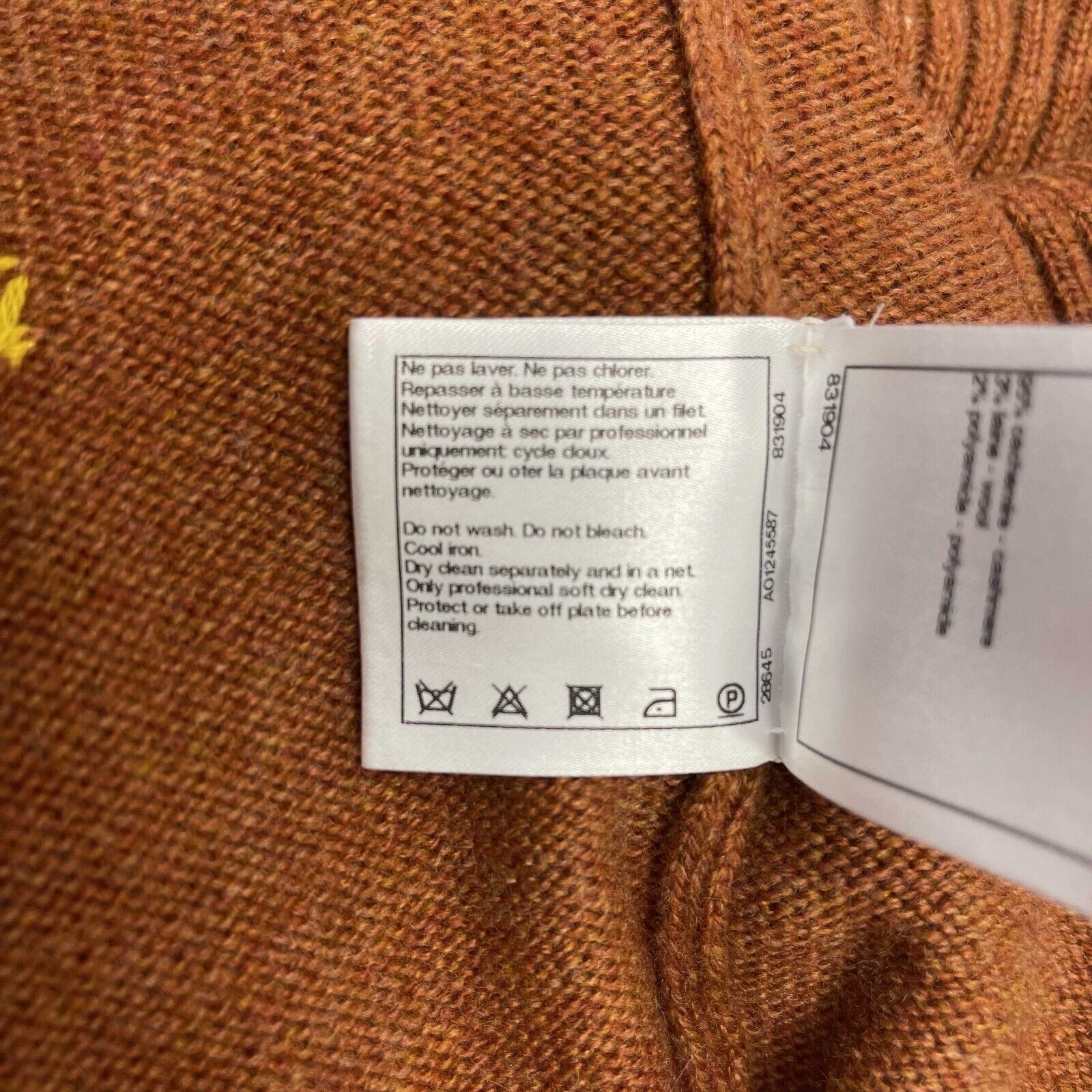 Chanel Cashmere Sweater for Women - Brown Tribal Print Turtleneck Pullover - Size US 4 (Small) - Soft Winter Knit Top for Casual Wear & Office Outfits