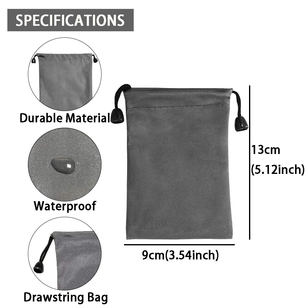 Waterproof Drawstring Bags Set - 12 Pcs Small Grey Storage Pouches (9x13CM) for Travel, Gym, Jewelry & Cosmetics Organization - Reusable Cloth Bags & Ditty Pouch Wrap Storage