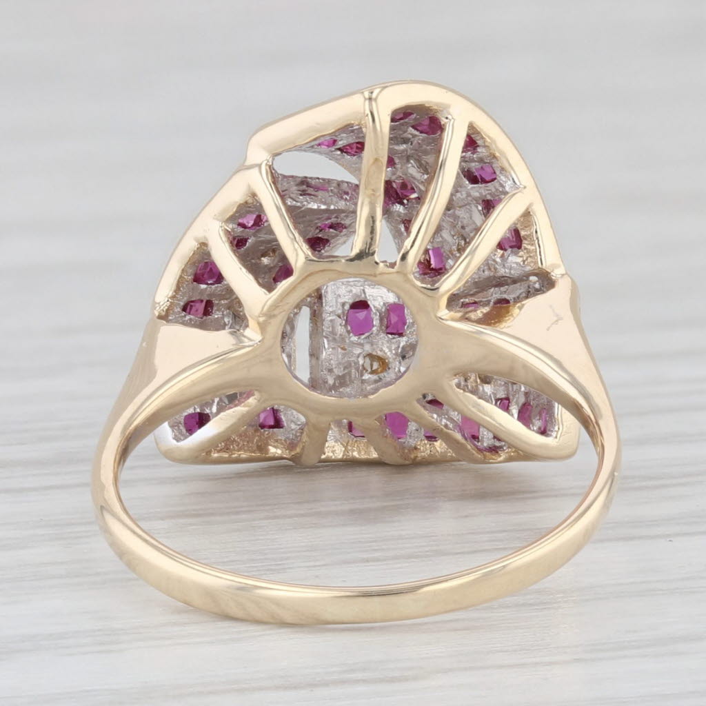 0.49ctw Genuine Ruby & Diamond Knot Ring in 14k Yellow Gold - Size 4.5 - Elegant Cocktail Ring for Women - Perfect for Weddings, Anniversaries & Special Occasions