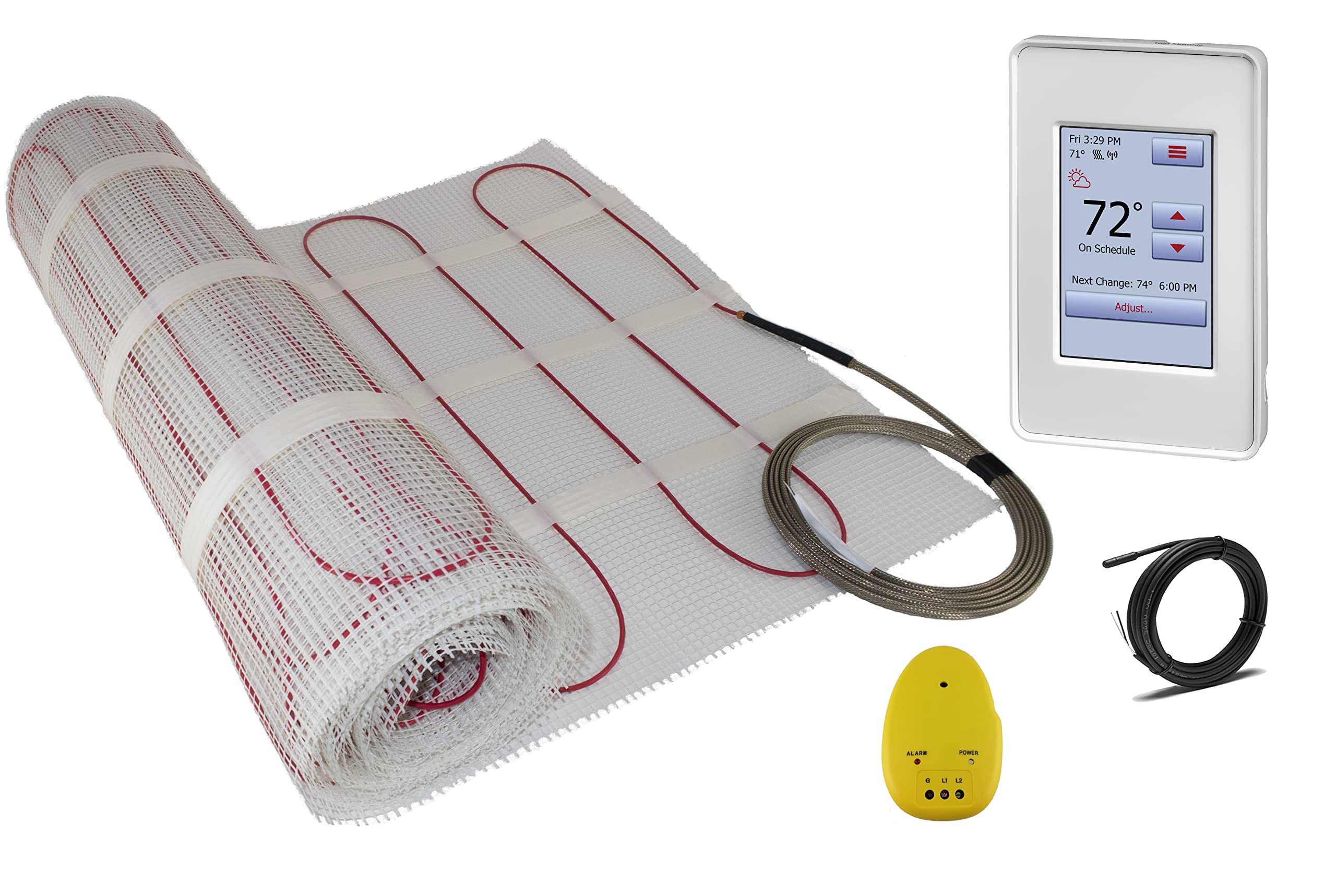 35 Sqft Electric Tile Radiant Floor Heating Mat - 120V Warming System with Programmable Touch Screen Thermostat | Perfect for Bathroom, Kitchen & Basement Floor Heating
