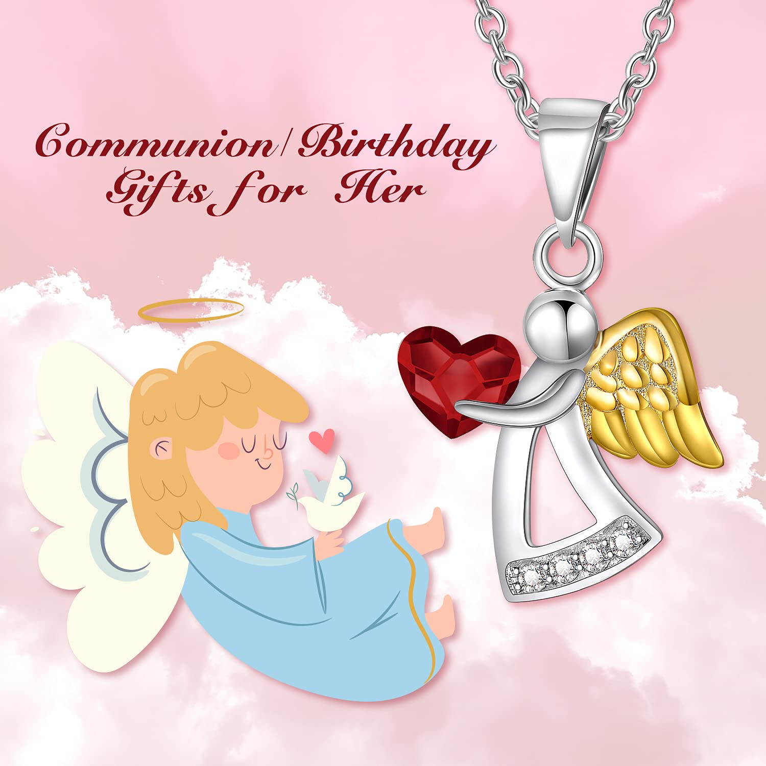 AOBOCO 925 Sterling Silver Guardian Angel Pendant Necklace for Women - Elegant Birthday Gift, Christmas Present, Graduation Jewelry - Perfect for Daily Wear, Special Occasions & Spiritual Protection