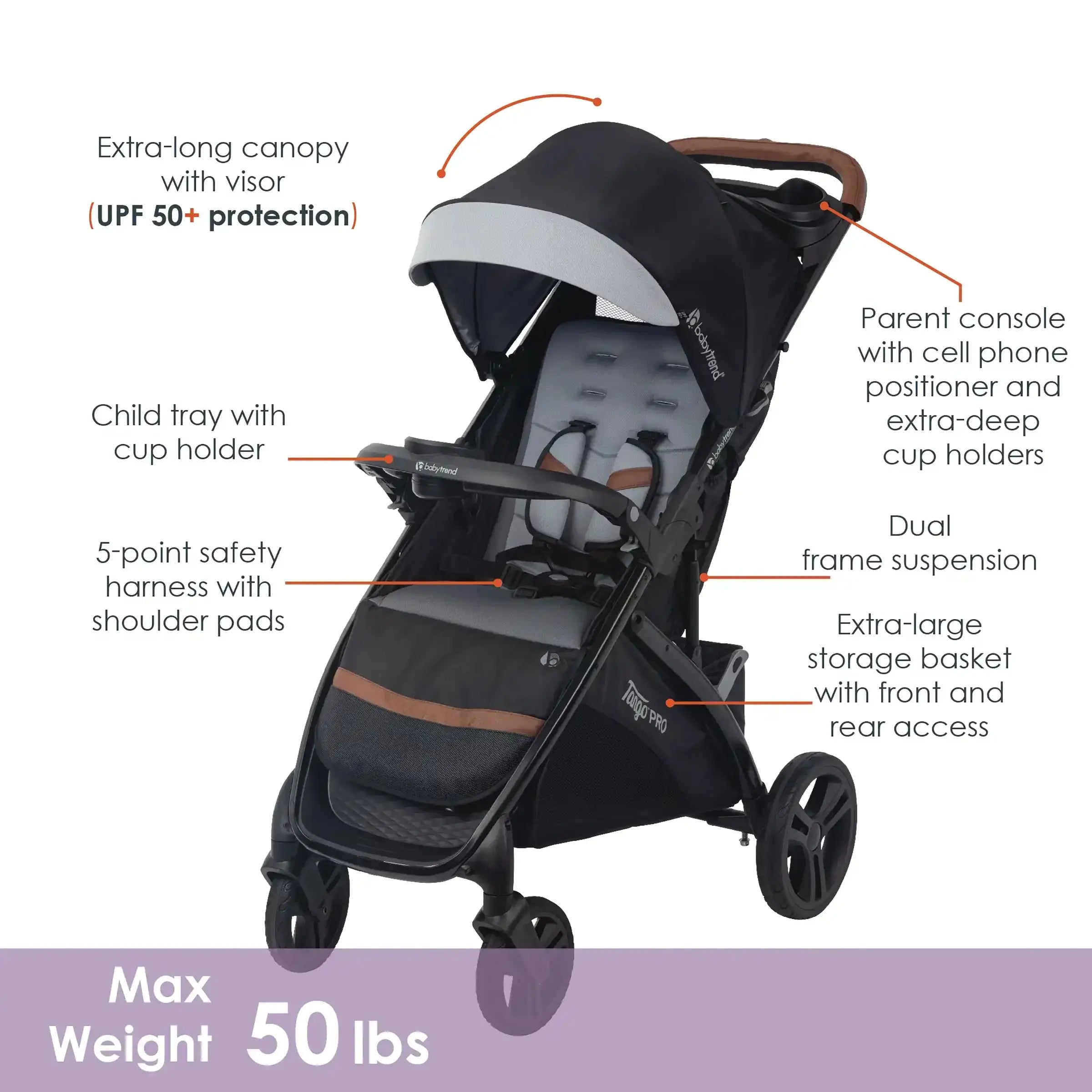 Tango™ PRO Stroller Travel System with Secure Lift Infant Car Seat - Lightweight Baby Stroller & Car Seat Combo for Newborns to Toddlers - Perfect for Travel, Shopping, and Daily Walks