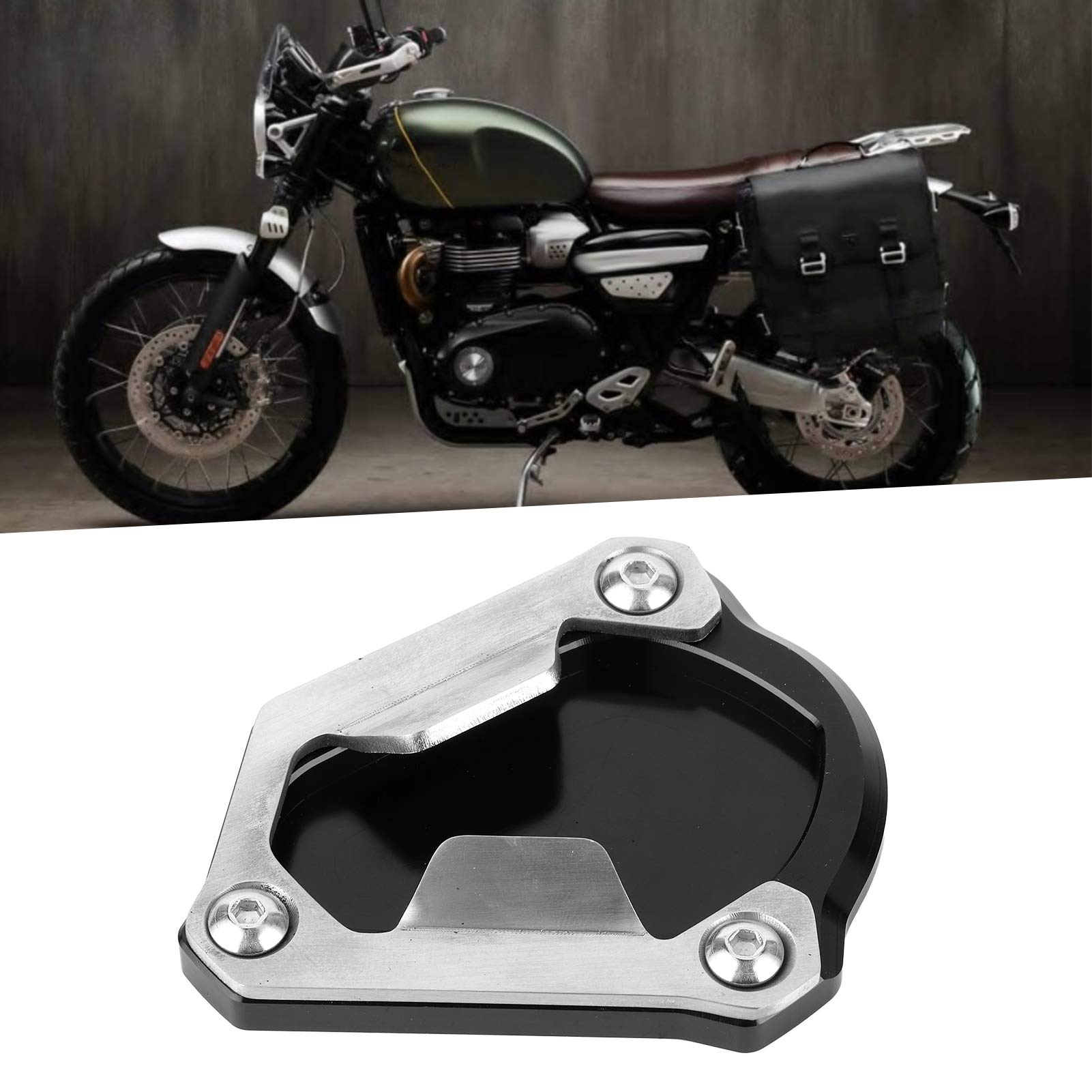 Motorcycle Kickstand Extension Pad - KSP-137-BLK Side Stand Support Plate for Triumph Scrambler 1200XC 1200XE (2019-2020) | Prevent Sinking on Soft Ground & Protect Pavement | Ideal for Parking on Grass, Sand or Gravel Surfaces