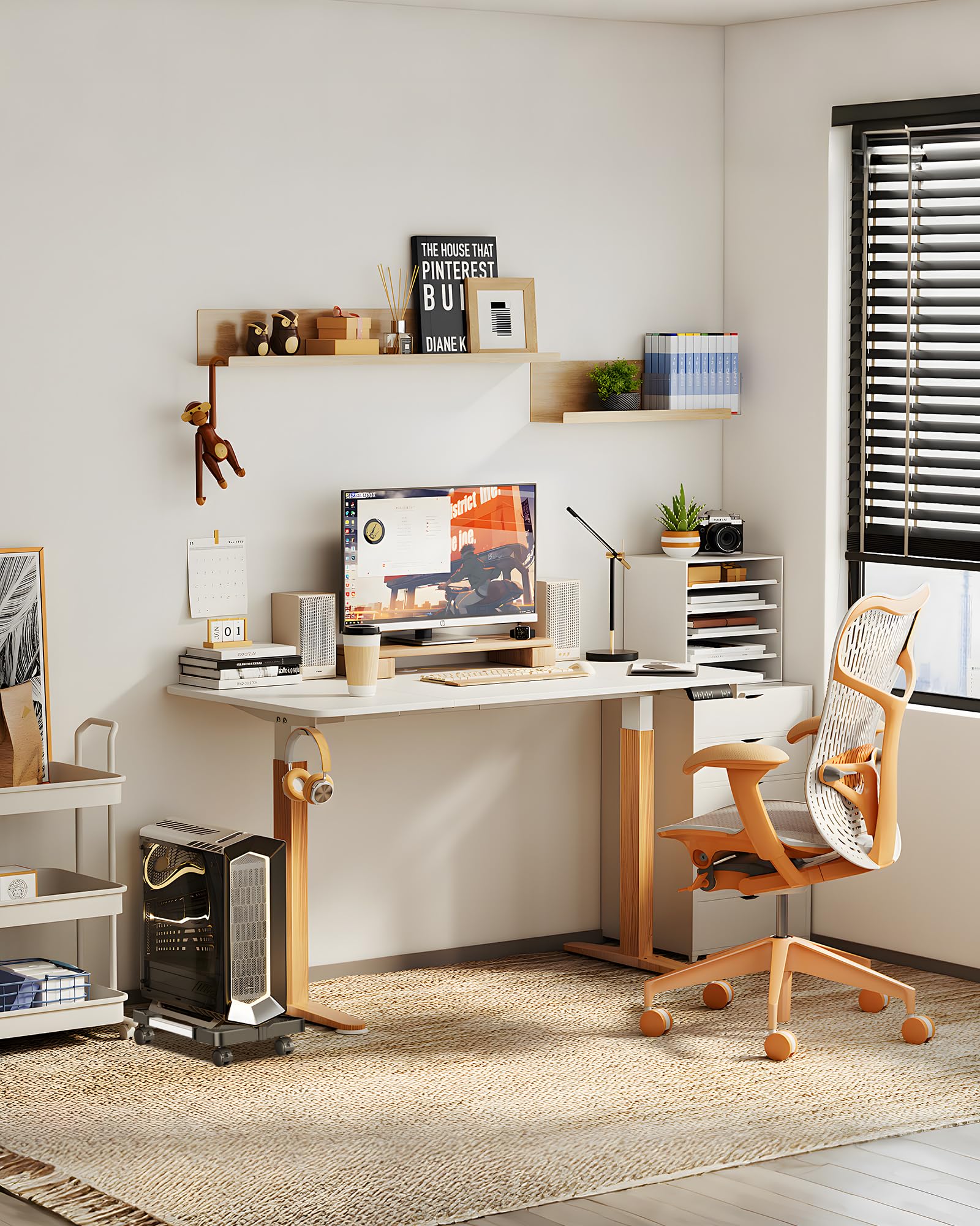 Adjustable CPU Stand for PC with Wheels and Brakes - Removable Computer Case Holder for Desktop - Black - Perfect for Office, Gaming, and Home Workspace Organization