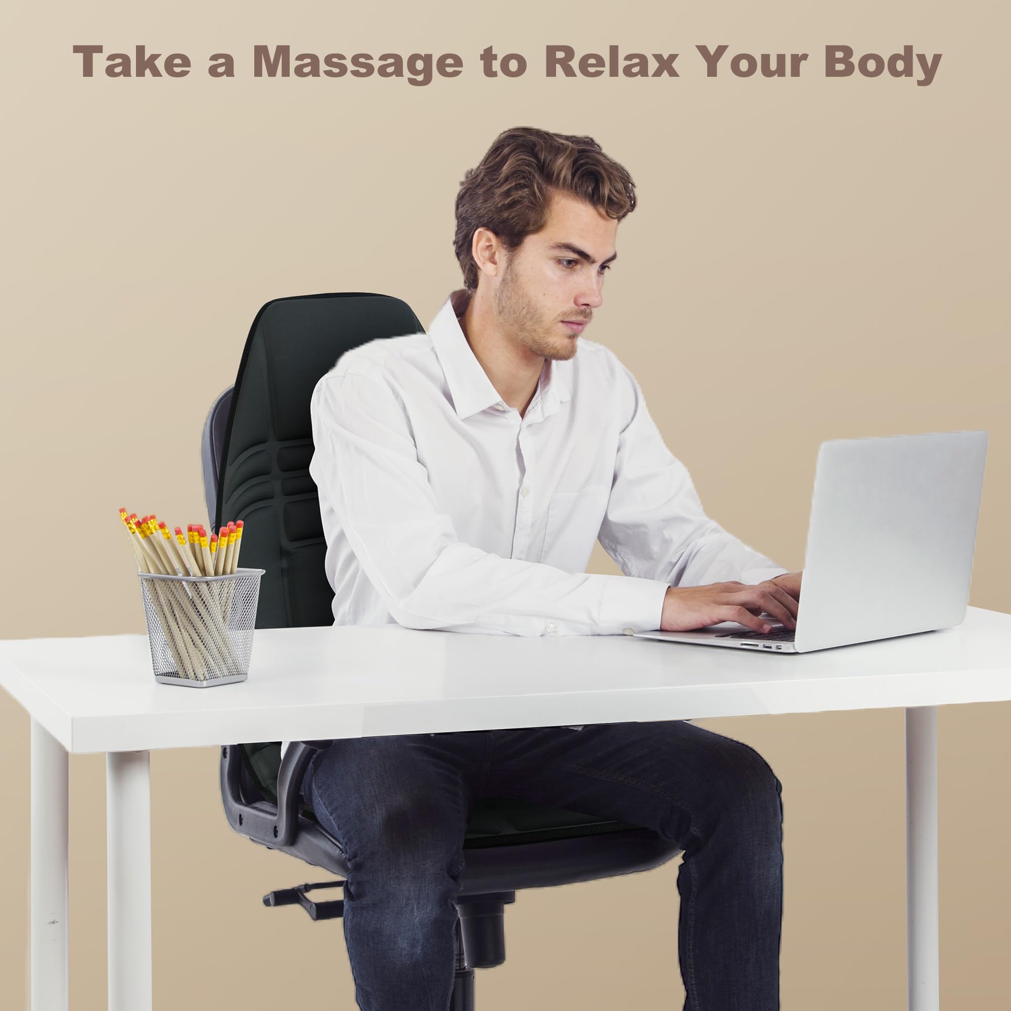 Vibration Back Massager with Heat - 10 Vibration Motors & 2 Heating Levels Massage Chair Pad for Recliner, Office Chair, Sofa - Perfect for Home, Office & Car Use - Great Gift for Mom, Dad, Women & Men