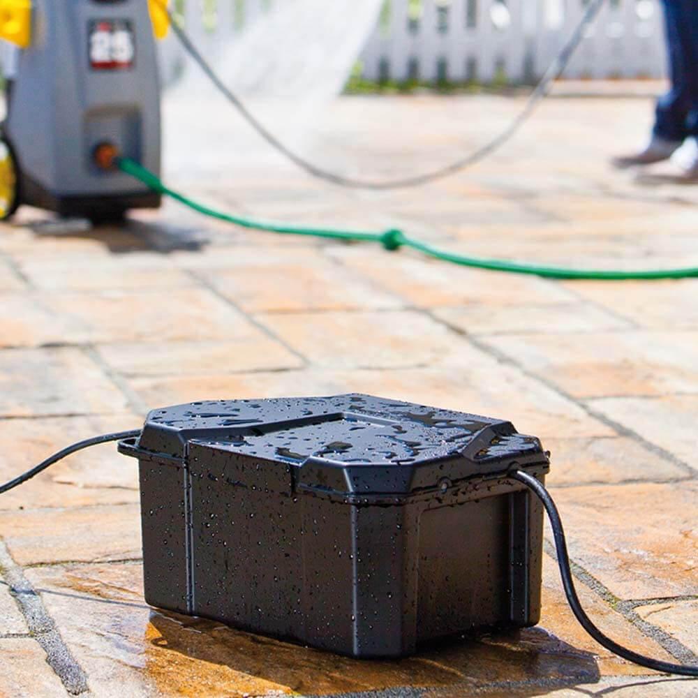 Heissner Premium Garden Power Box - 40 x 30 x 20 cm Weatherproof Outdoor Electrical Enclosure for Patio, Yard & Landscape Lighting