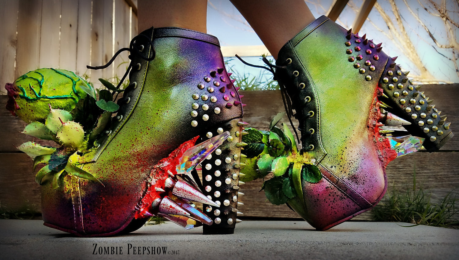 Feed Me Spiked Creature Boots - Unique Gothic Punk Fashion Footwear for Cosplay & Halloween Costumes | Perfect for LARP, Themed Parties & Alternative Style Outfits