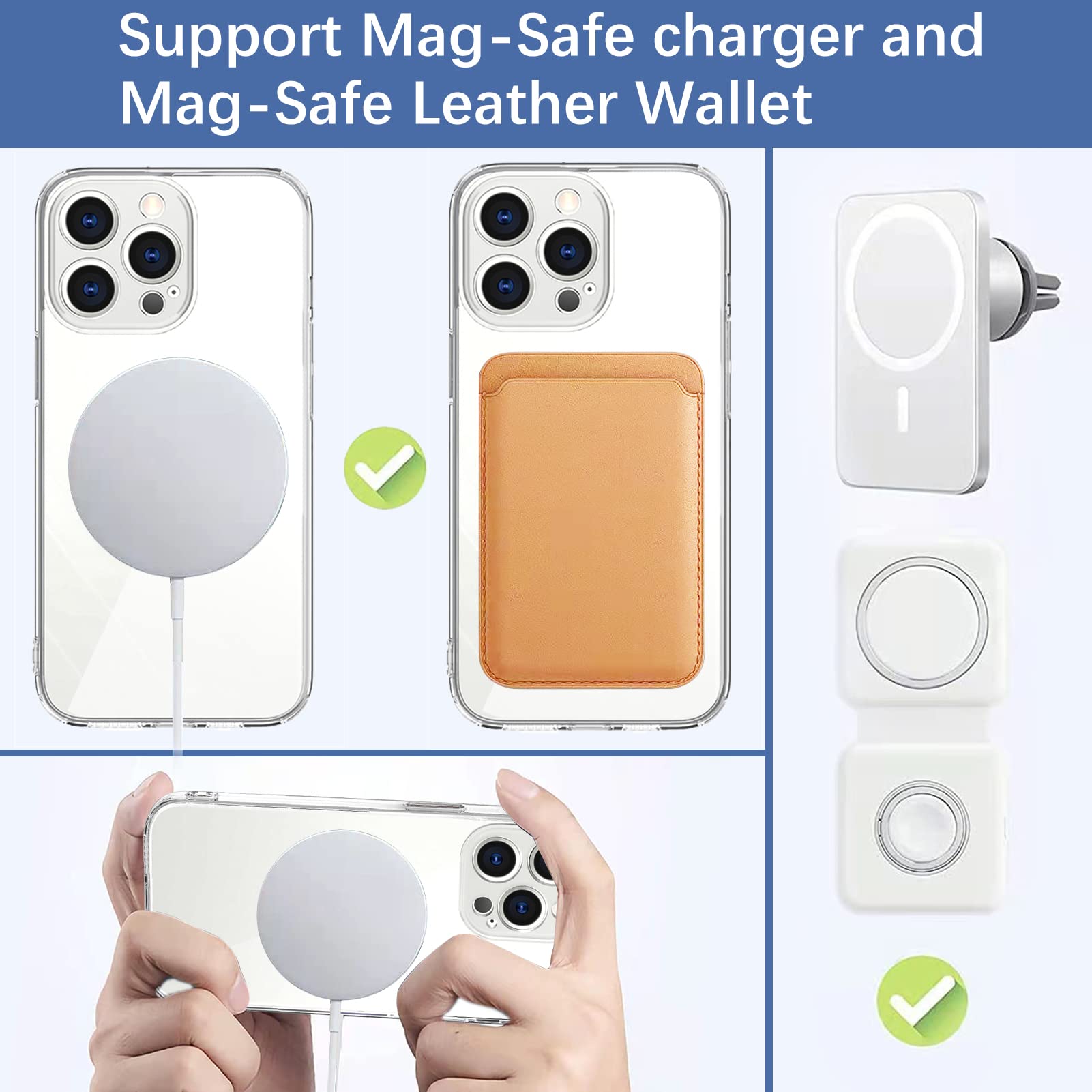 Premium Clear iPhone 13 Pro Max Case with Magnetic Ring - Compatible with MagSafe Wireless Charger & Magnetic Accessories | Shockproof Camera Protection & Anti-Drop Corners | Perfect for Daily Use, Travel & Wireless Charging
