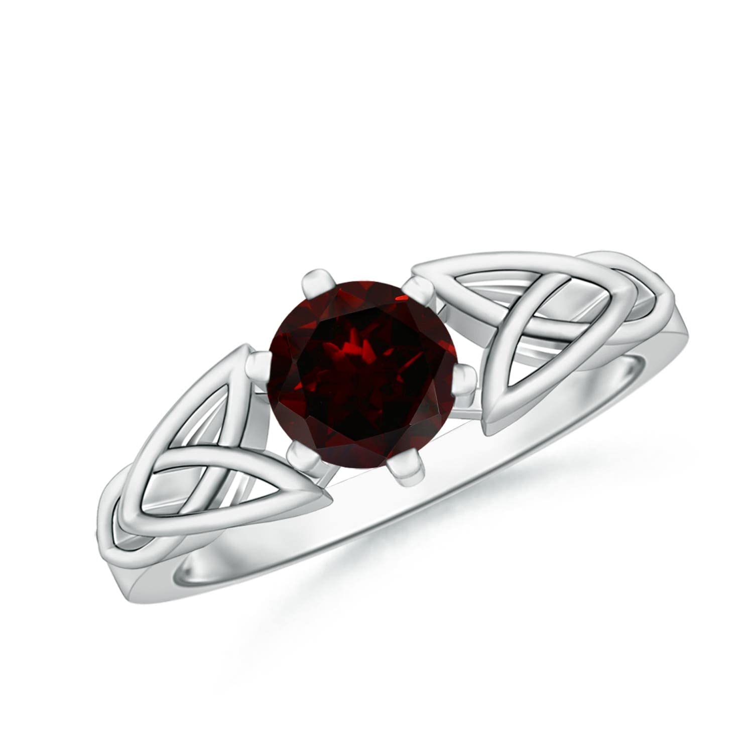 Angara Natural Garnet Solitaire Ring for Women - 14K Solid Gold/Platinum January Birthstone Jewelry | Perfect Gift for Birthday, Wedding, Anniversary & Engagement | Elegant Everyday Wear & Special Occasions