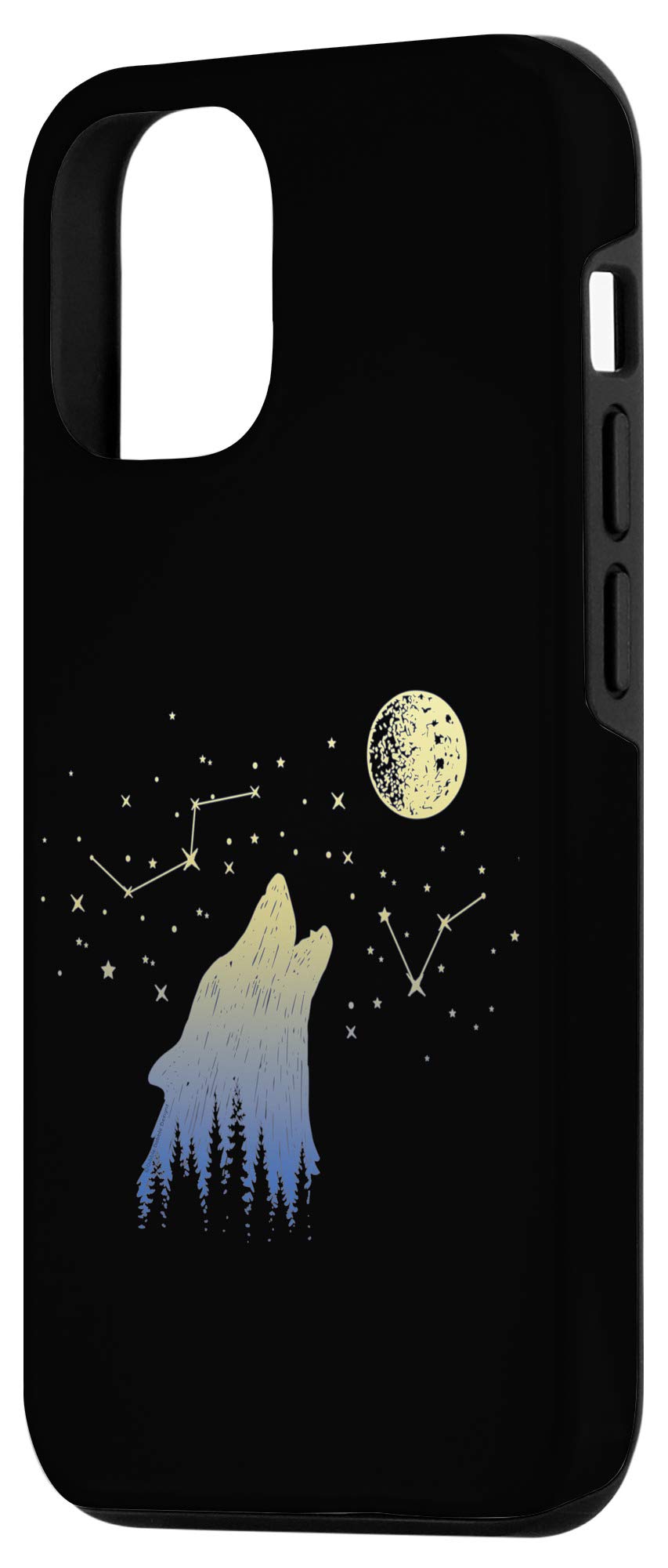 Premium Wolf Howling at Stars & Moon iPhone 12/12 Pro Case - Durable Protective Cover with Constellation Design for Outdoor Adventures & Night Sky Enthusiasts