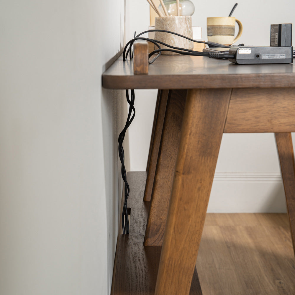 COLT 120cm Walnut Study Desk - Modern Writing Desk for Home Office, Dorm Room & Small Spaces - Sturdy Wooden Computer Desk with Ample Workspace