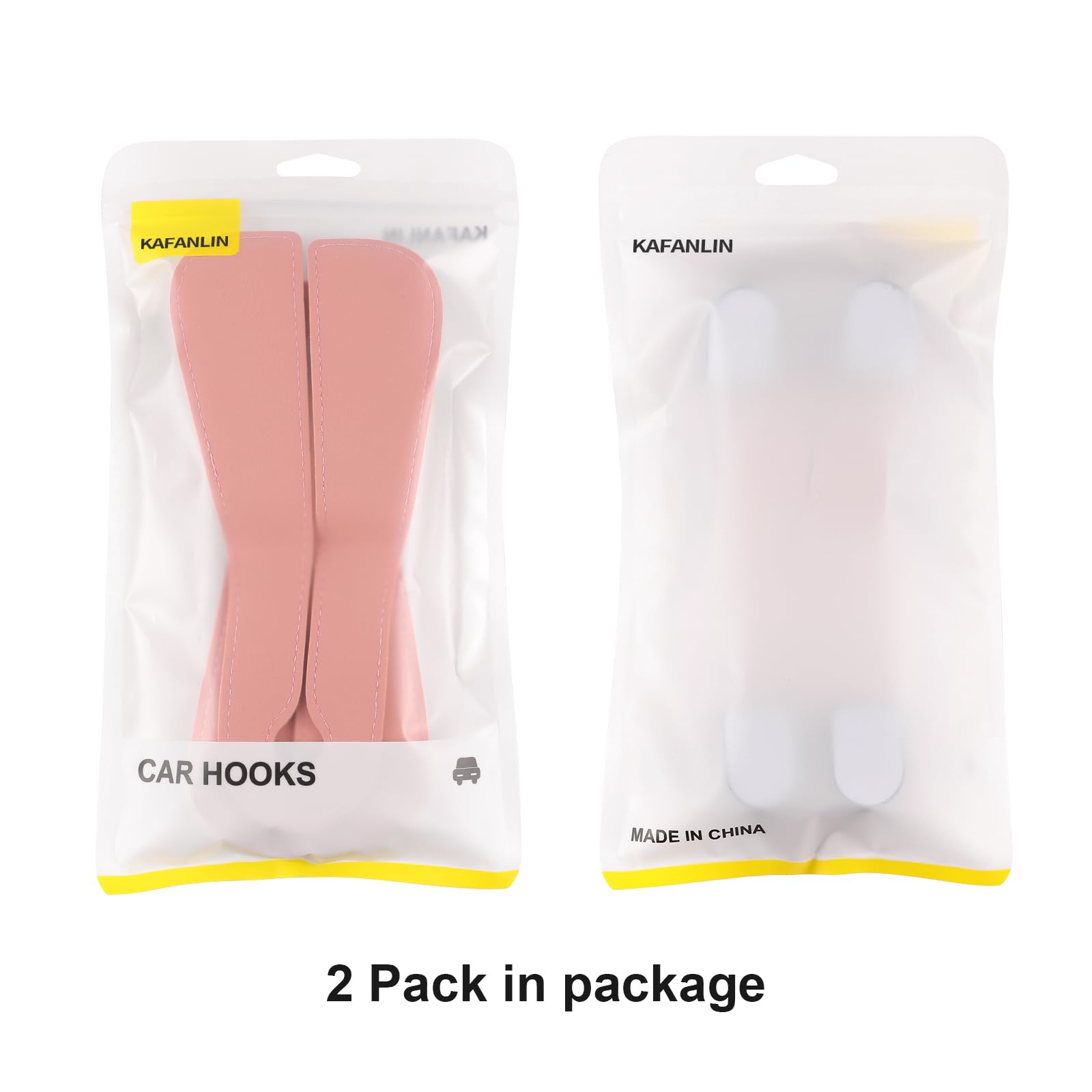 2 Pack KAFANLIN Car Headrest Hooks - Premium Leather Back Seat Hooks for Purses, Bags & Handbags - Cute Pink & Beige Car Accessories for Women - Perfect for Shopping, Travel & Daily Commute (Beige)