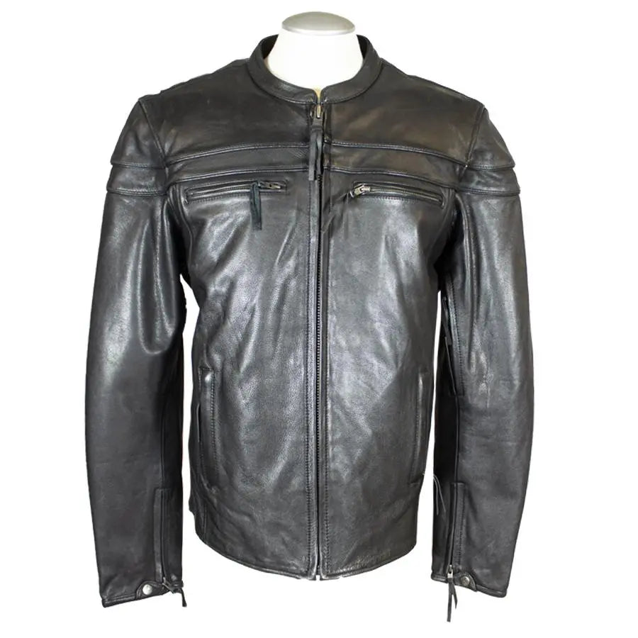 Open Road Men's Maverick Genuine Leather Motorcycle Jacket - Biker Riding Gear for Harley Davidson & Cruiser Motorcycles - Perfect for Commuting & Road Trips