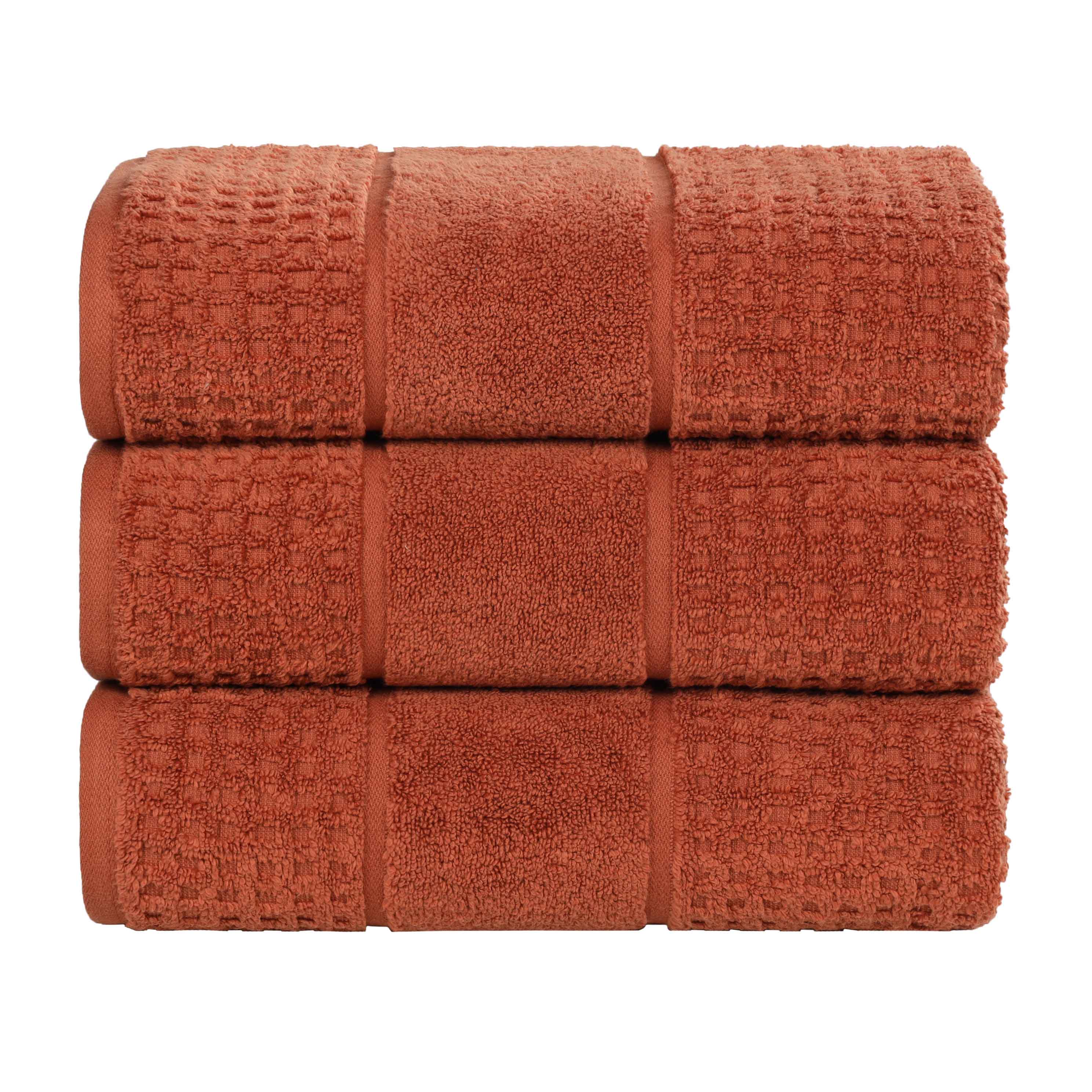 Premium Zero Twist Cotton Waffle Bath Towels - Ultra Soft & Absorbent Honeycomb Weave - Set of 3 for Spa, Bathroom & Beach Use