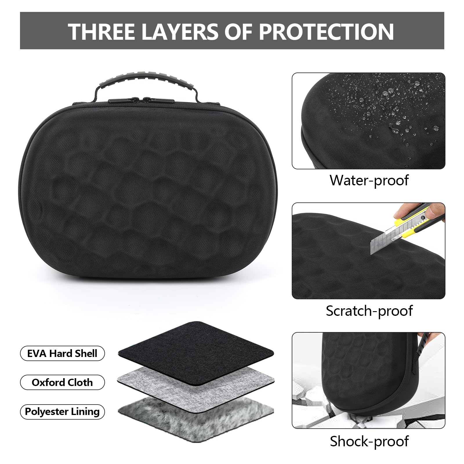 Yaslayp Hard Travel Case for Meta Quest 3 Headset - Compatible with Meta Quest 3 VR Gaming Headset & Touch Controllers - Protective Storage Carrying Case for Travel & Home Use - Perfect for VR Gaming Accessories, Outdoor Adventures & Safe Storage