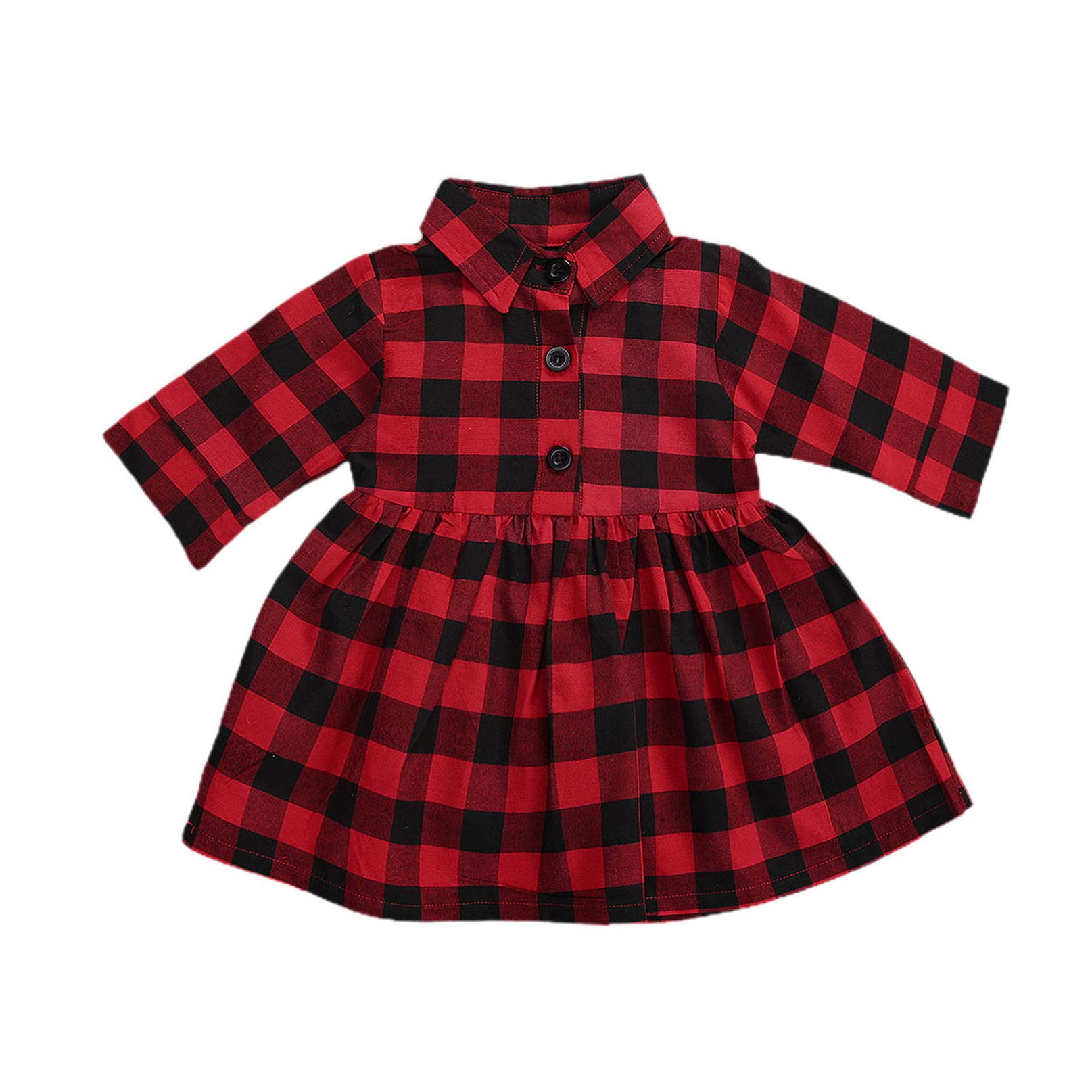 Red Plaid Toddler Baby Girl Dress Romper with Ruffles - Christmas Party Princess Outfit & Skirt Set for Holiday Photos, Xmas Gatherings & Festive Celebrations