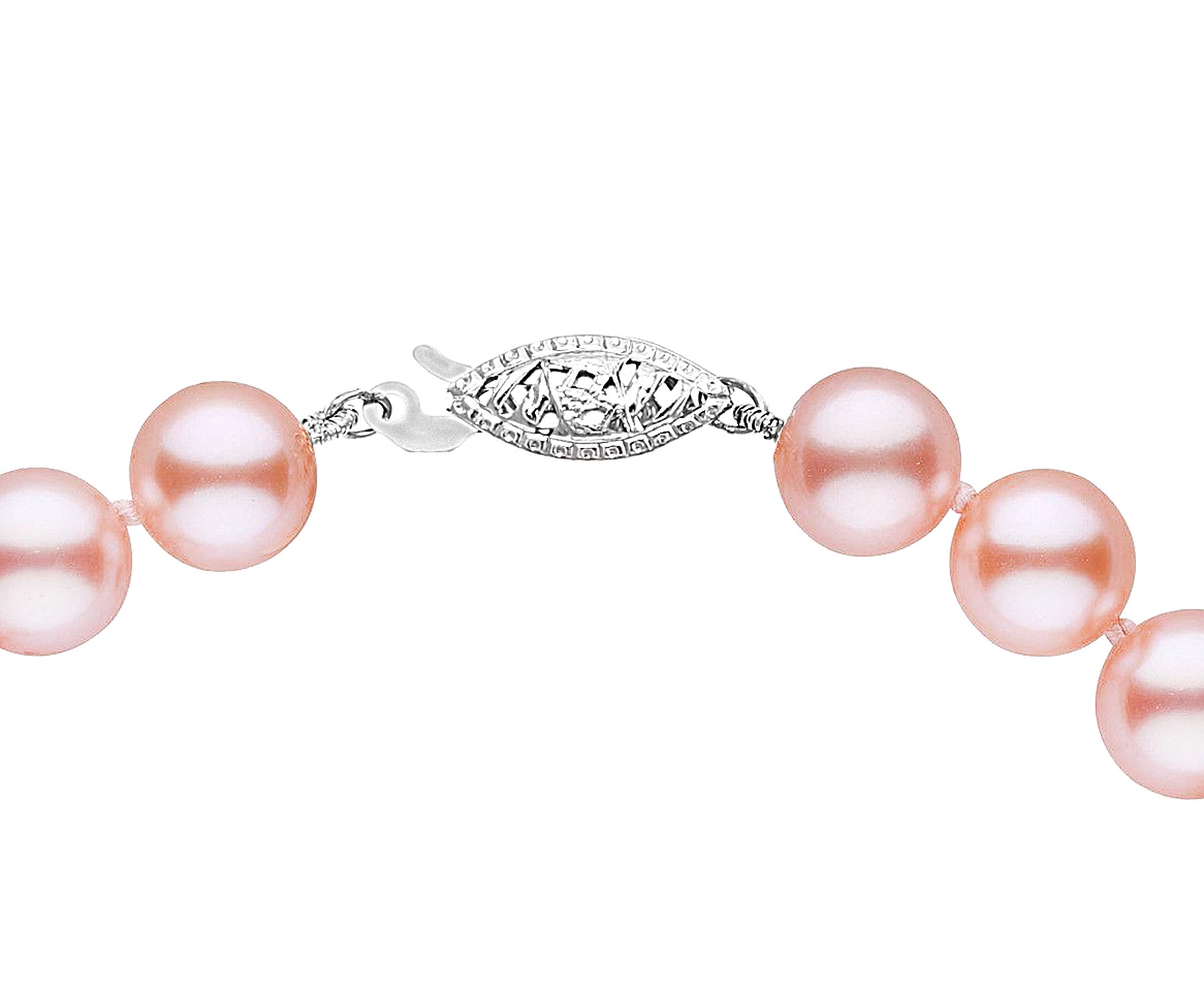 925 Sterling Silver AAAA Pink Freshwater Cultured Pearl Bracelet with Silk Knotting & Fishhook Clasp - Adjustable Size & Length for Women's Elegant Jewelry - Perfect for Weddings, Parties & Special Occasions