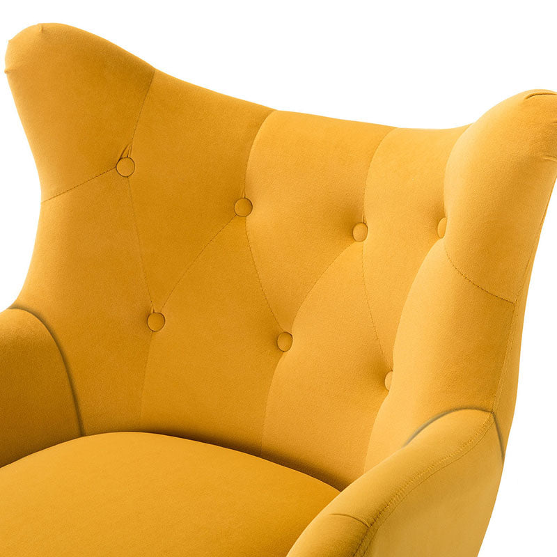Luxury Isabelle Wingback Velvet Upholstered Armchair - High Back Accent Chair with Sturdy Metal Legs for Living Room, Bedroom & Office Decor