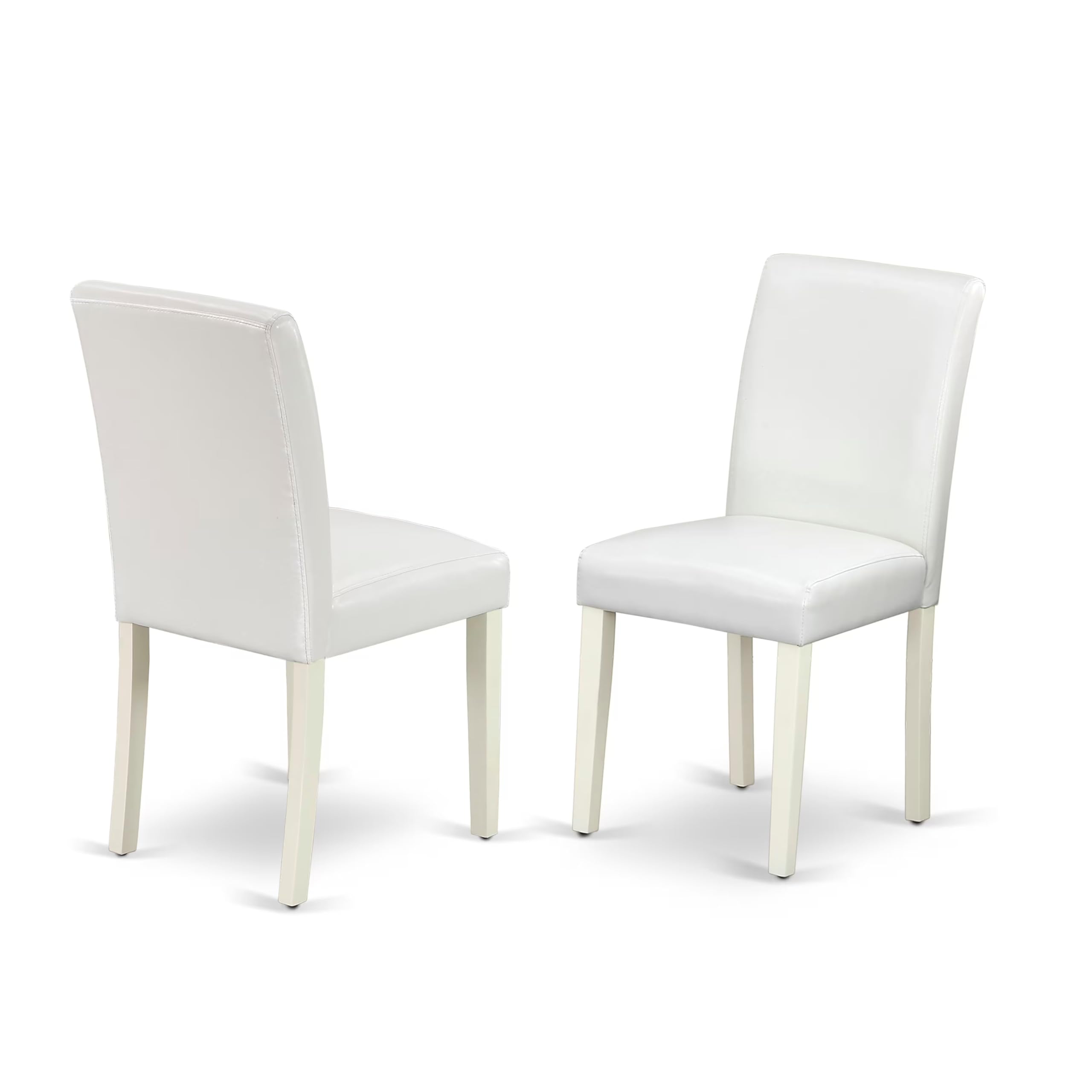 East West Furniture ANAB5-LWH-64 5-Piece Round Dining Table Set with Pedestal Base & 4 White Faux Leather Chairs, 36x36 Inch, Linen White - Perfect for Small Kitchen, Breakfast Nook or Apartment Dining Area
