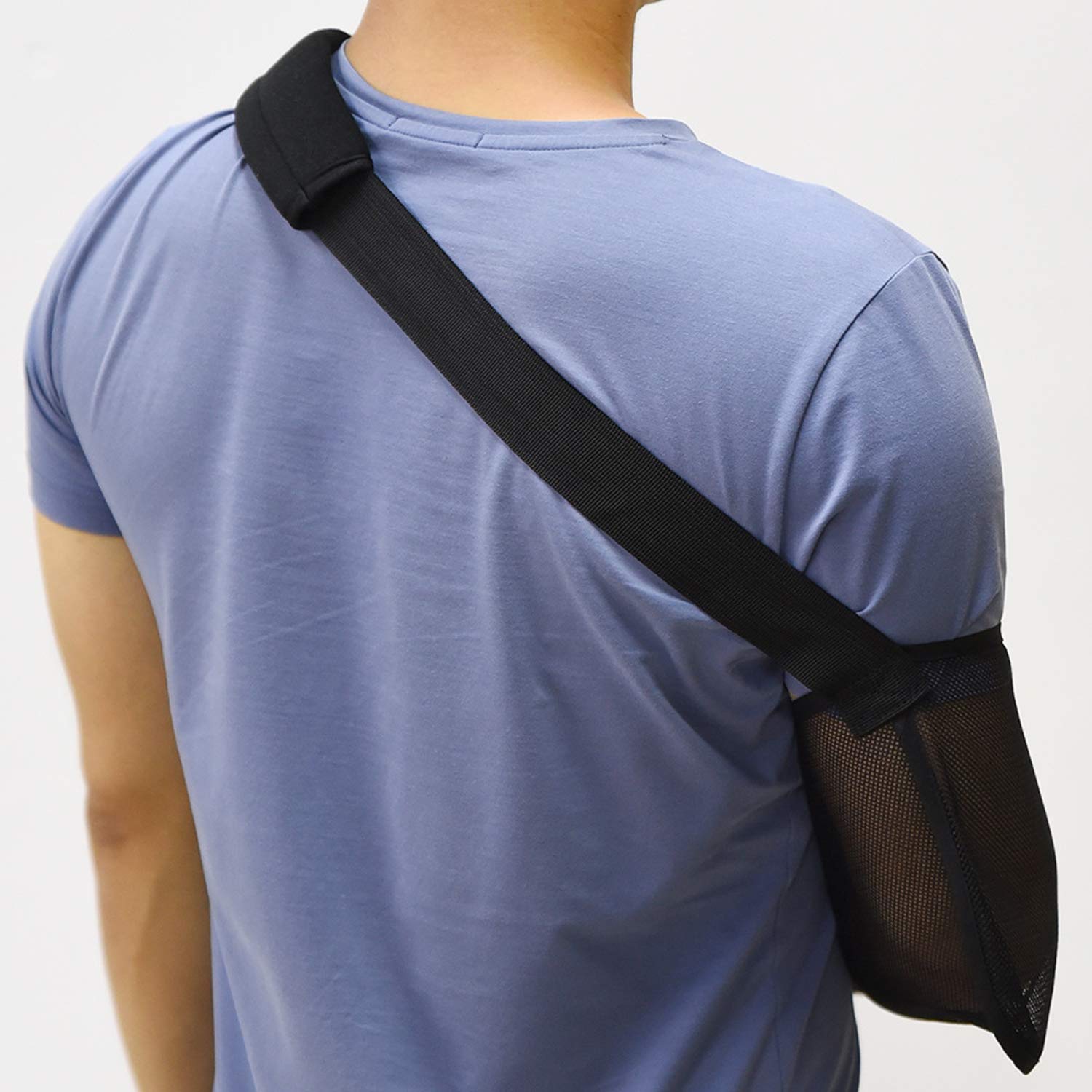 Adjustable Breathable Mesh Arm Sling for Shower - Right/Left Shoulder Support for Torn Rotator Cuff, Elbow & Wrist Injuries - Waterproof Forearm Sling for Men & Women (Black) - Ideal for Post-Surgery Recovery & Daily Hygiene