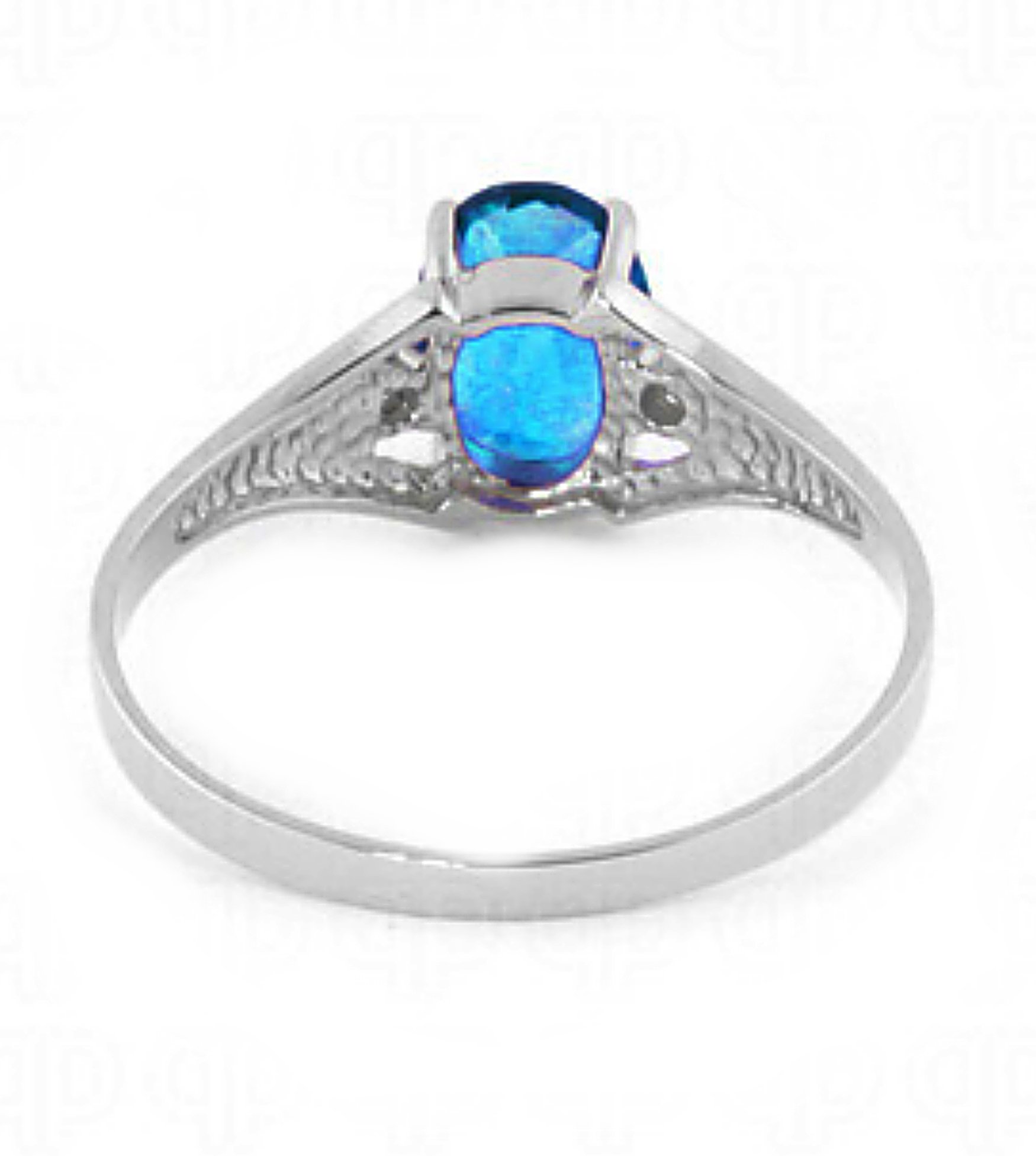 14K Yellow, White & Rose Gold Ring with Natural Diamonds & Blue Topaz - Elegant Jewelry for Weddings, Anniversaries & Special Occasions | Galaxy Gold GG Collection