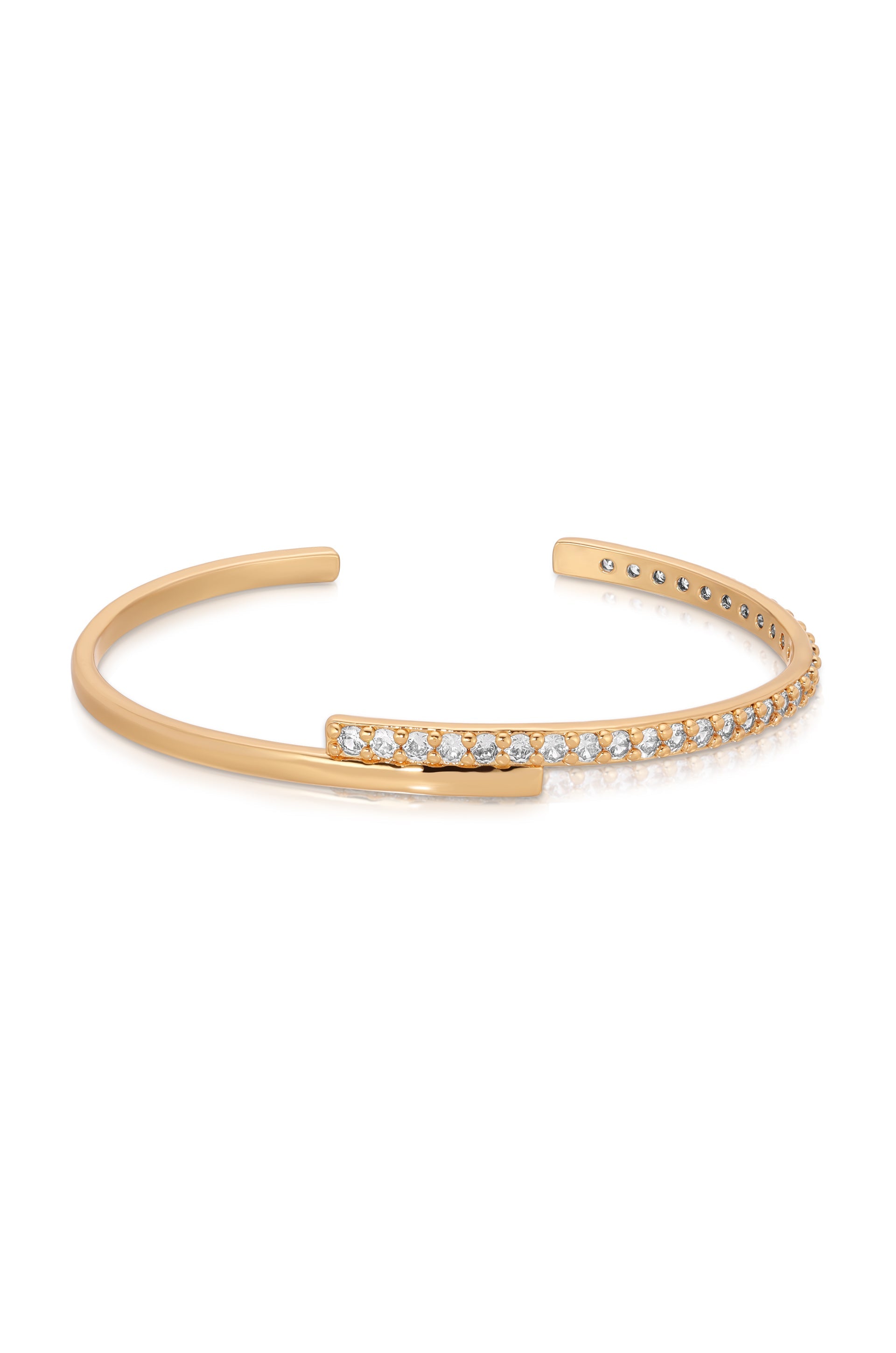 Half Classic Half Sparkle Bracelet Cuff - Elegant Adjustable Bangle for Women, Perfect for Parties, Weddings & Everyday Wear