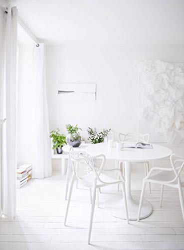2-Pack Set of 4 White Stackable Modern Plastic Dining Chairs with Arms - Contemporary Open Back Design for Kitchen, Patio, Office & Outdoor Use - Perfect for Dining, Working, Lounging & Small Spaces