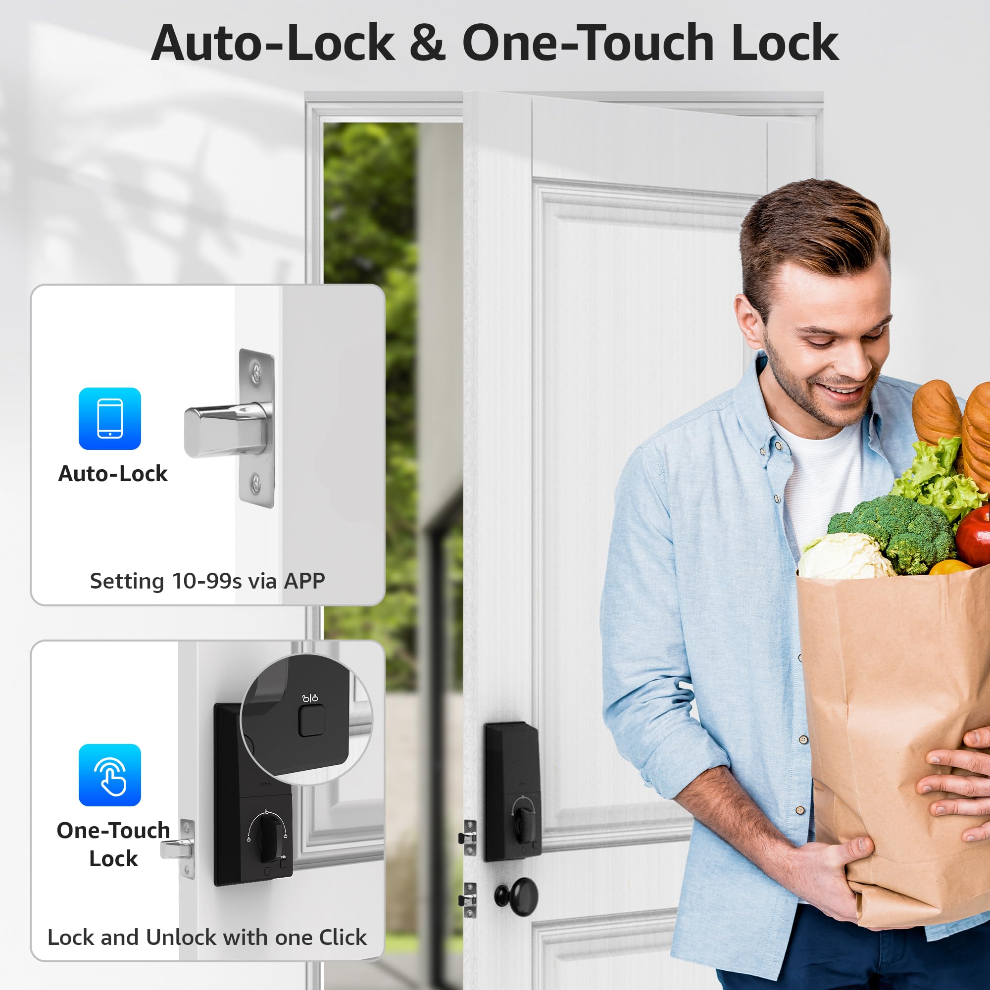 LOCK&SOLVER Smart Keyless Entry Door Lock - Keypad & Fingerprint Front Door Lock with App Remote Control, One-Time Passcode & Auto Lock | Easy Installation Video Guide | Rust-Resistant Zinc Alloy | Perfect for Homes, Apartments & Vacation Rentals