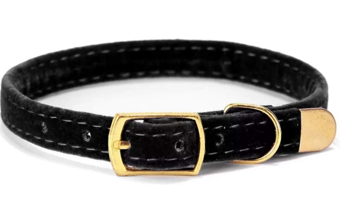 Premium Luxury Cat Collar with Bell - Midnight Black Velvet Pet Collar for Small Cats & Kittens - Perfect for Nighttime Safety & Stylish Outfits