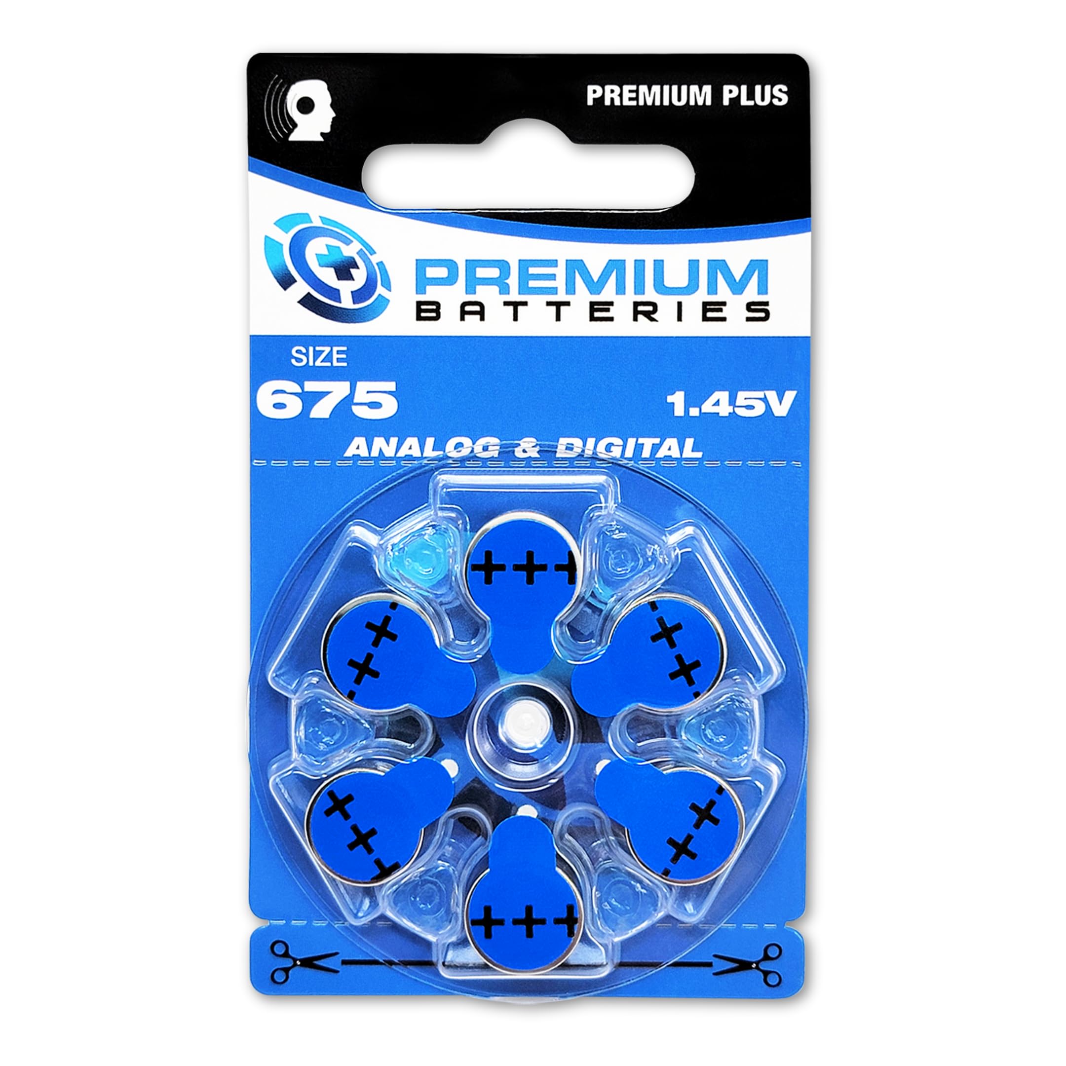 Size 675 PR44 1.45V Zinc Air Hearing Aid Batteries with Blue Tab - 60 Pack | Long-Lasting Power for Hearing Devices, Perfect for Oticon, Phonak & Rexton Hearing Aids | Home, Travel & Daily Use