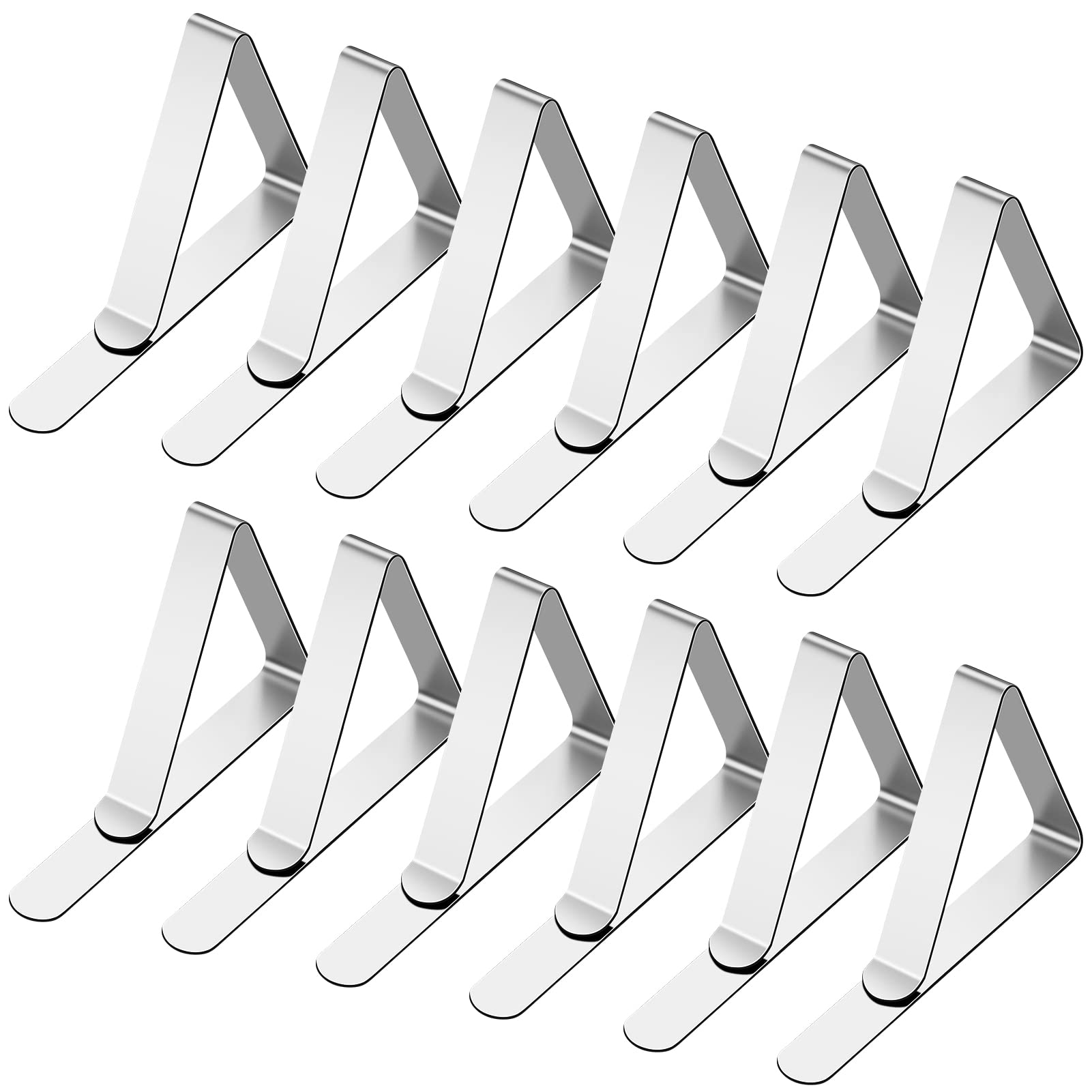 Premium Stainless Steel Tablecloth Clips - 12 Pack Heavy Duty Table Cover Clamps for Outdoor Picnics, Weddings, Parties & Kitchen Use - Secure Table Skirts & Linens for Dining, Camping & Events
