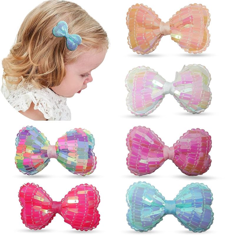 LYTIX 6PCS Elastic Hair Bands for Baby Girls - Soft Stretch Headbands with Bow Clips, Alligator Metal Hair Clips & Floral Baby Headbands - Perfect for Newborns, Toddlers, Birthday Parties & Photo Shoots