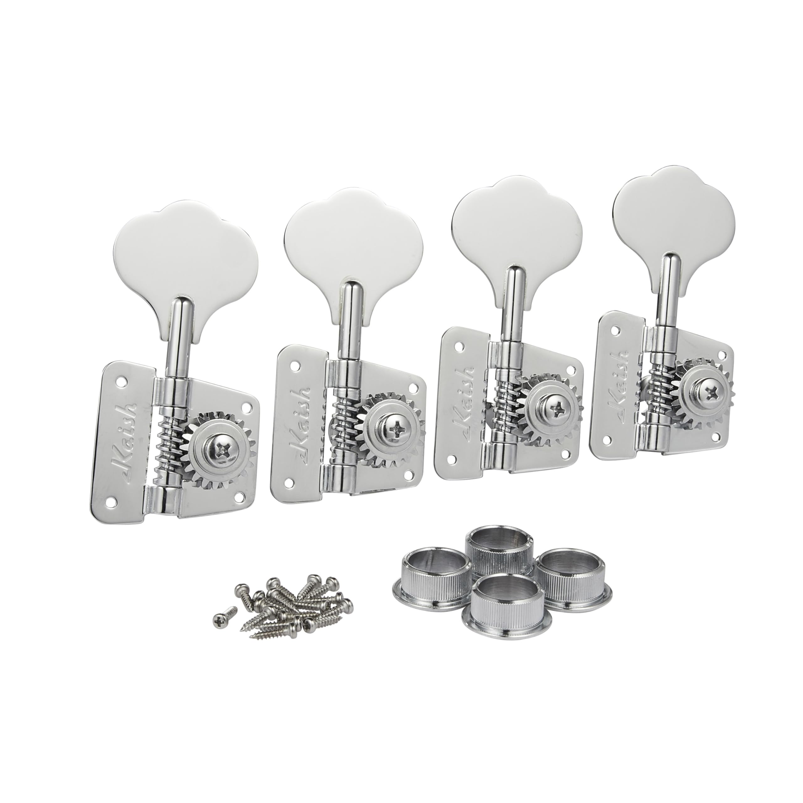 Vintage 70's Chrome Cloverleaf Bass Tuners - High-Quality Tuning Machines & Keys for Jazz J Bass & Precision P Bass | Perfect for Jazz, Rock & Studio Performances