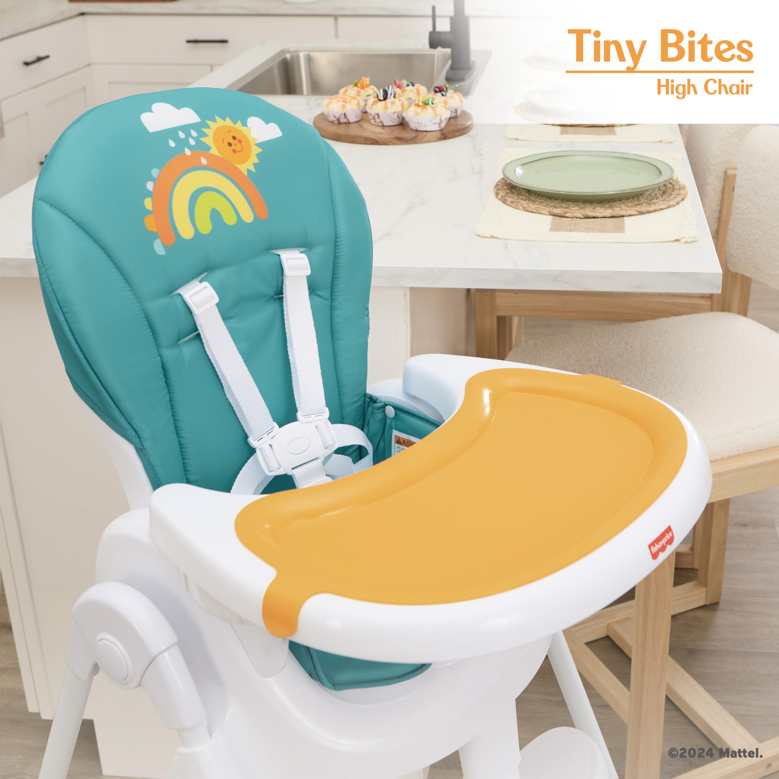 Fisher-Price by Dream On Me Tiny Bites Adjustable Baby High Chair - 7 Height Positions, Lightweight & Portable for Travel, Easy Fold & Clean - Perfect for Home, Restaurants & Outdoor Dining