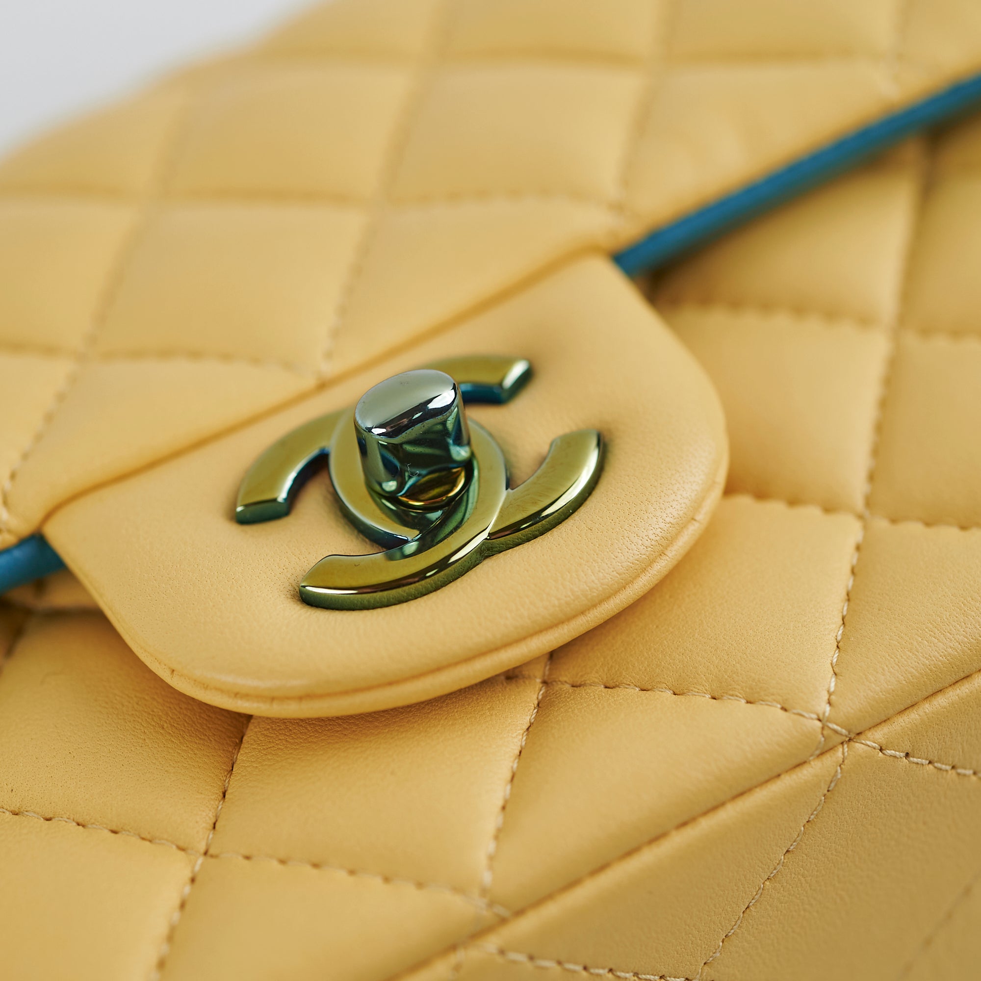 Chanel 21P Mini Rectangular Lambskin Flap Bag in Yellow & Blue - Luxury Crossbody Purse for Women | Perfect for Date Night, Parties & Special Occasions