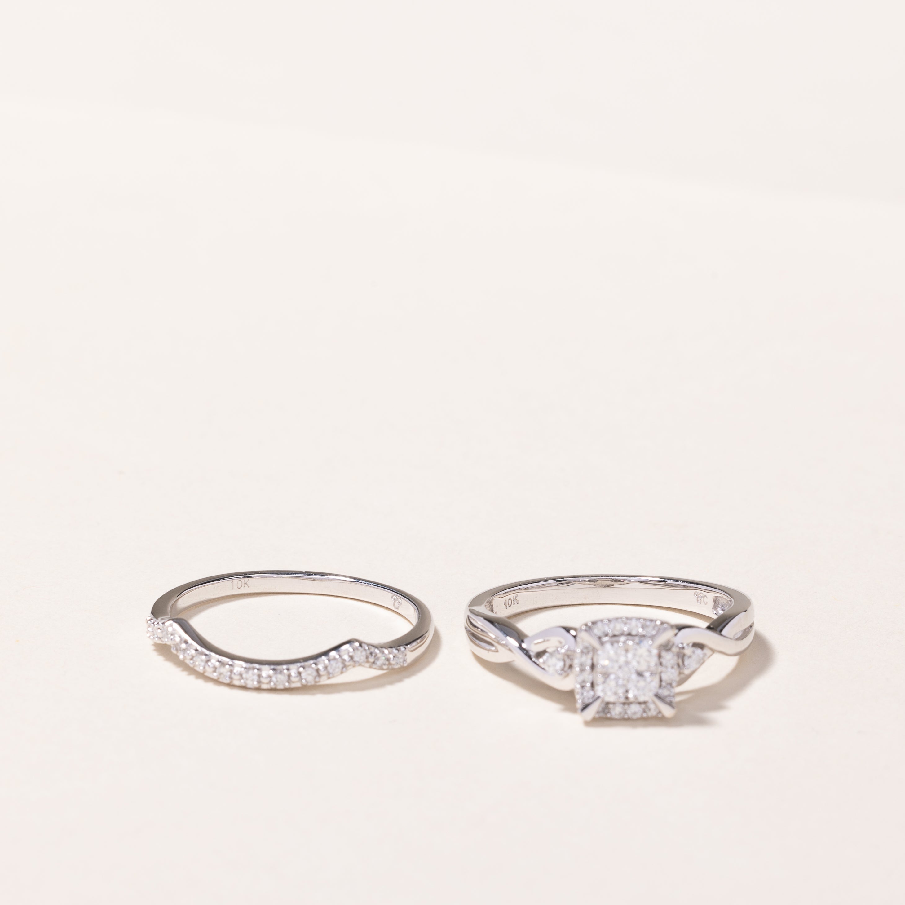 10K White Gold Diamond Wedding Ring Set for Women | 0.34ctw Round Cut Diamond Engagement & Wedding Band | Size 7 | Perfect for Proposals, Anniversaries & Bridal Jewelry
