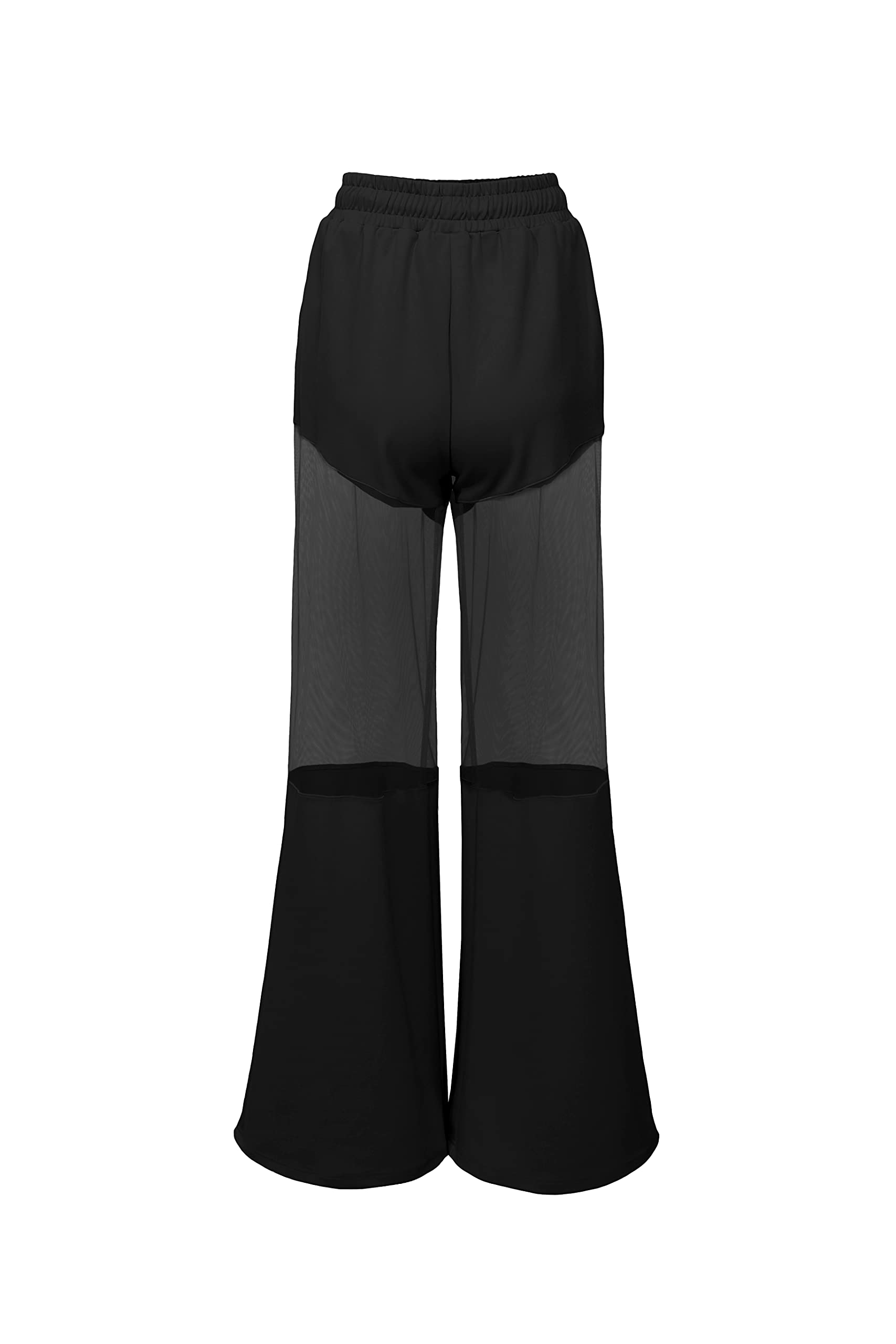 Pantora Women's Katrina Sheer Contrast Pants - Stylish High Waist Wide Leg Trousers for Office, Party & Casual Wear | Comfortable Stretch Fabric for Everyday Outfits